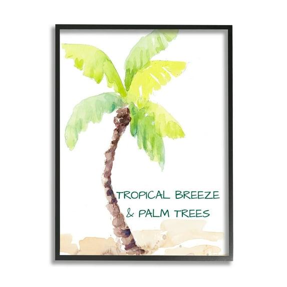 Stupell Industries Tropical Breeze & Palm Trees Phrase Soft Beach Black Framed Giclee Texturized Art By Lanie Loreth