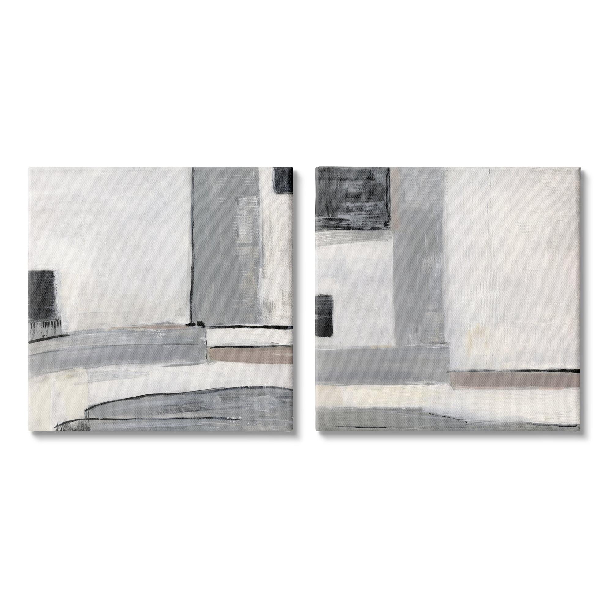 Stupell Industries Industrial Abstract Gray Geometric by Sally Swatland - 2 Piece Painting Set