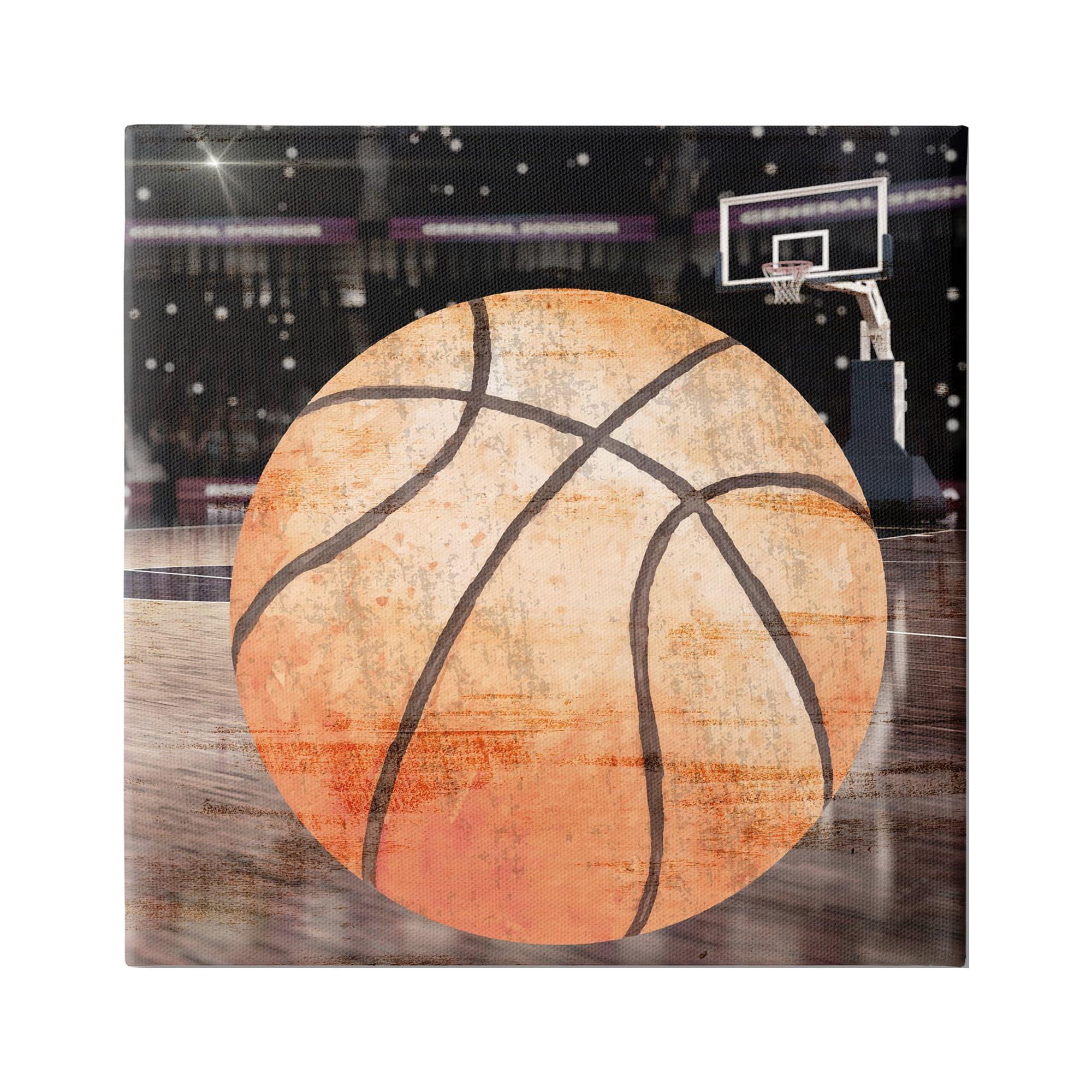 Abstract Basketball Court Canvas Art for Kids Nursery, 17 x 17