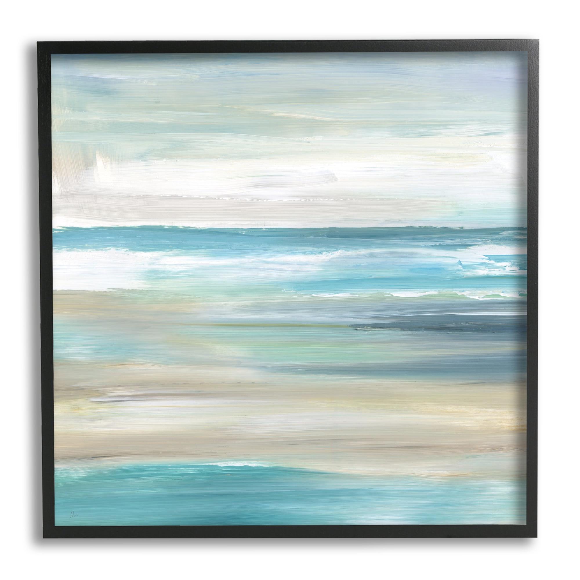 Stupell Industries Abstract Beach Sand Ocean Waves Framed Giclee Art, 12 x 12