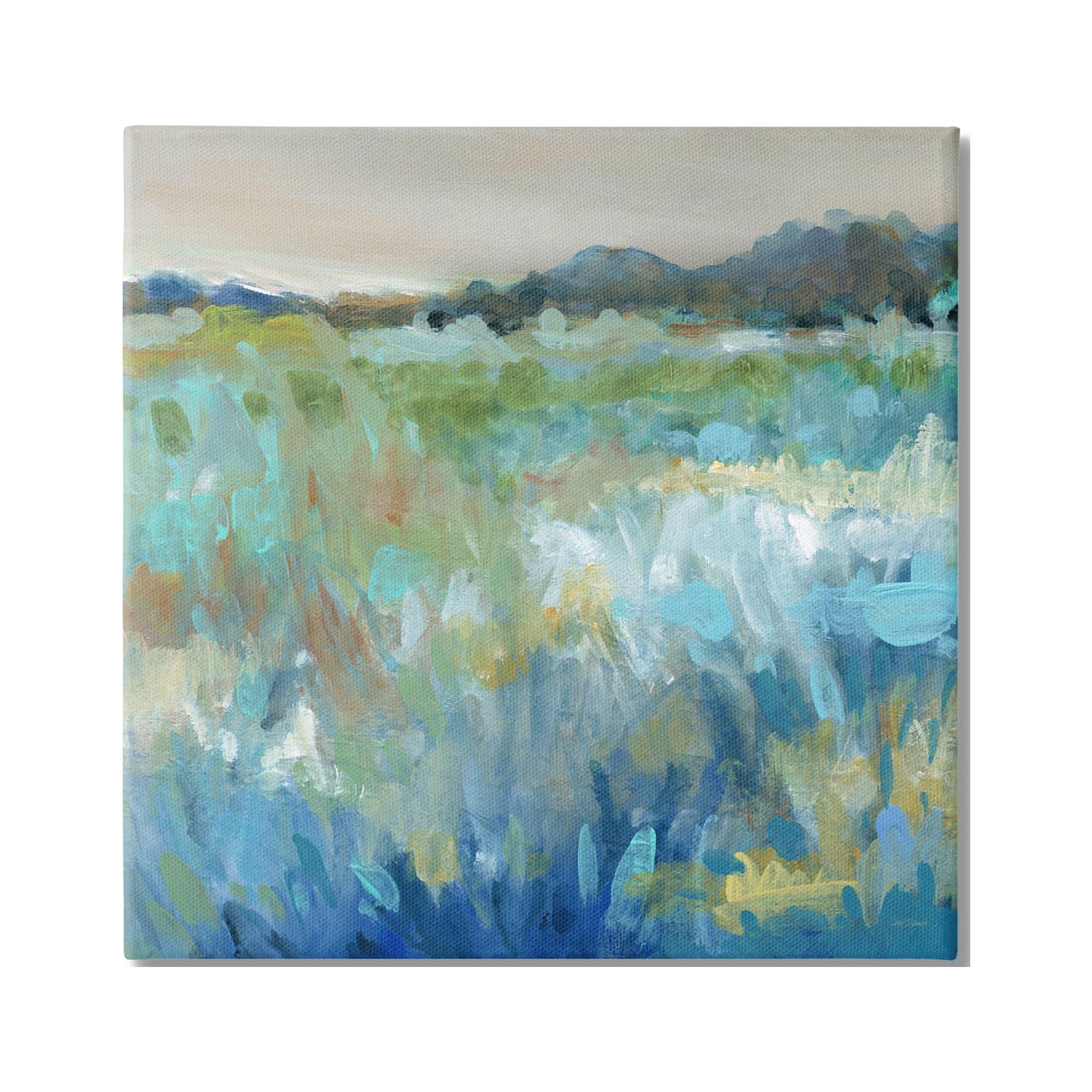 Abstract Blue Meadow Canvas Wall Art, 17 x 17