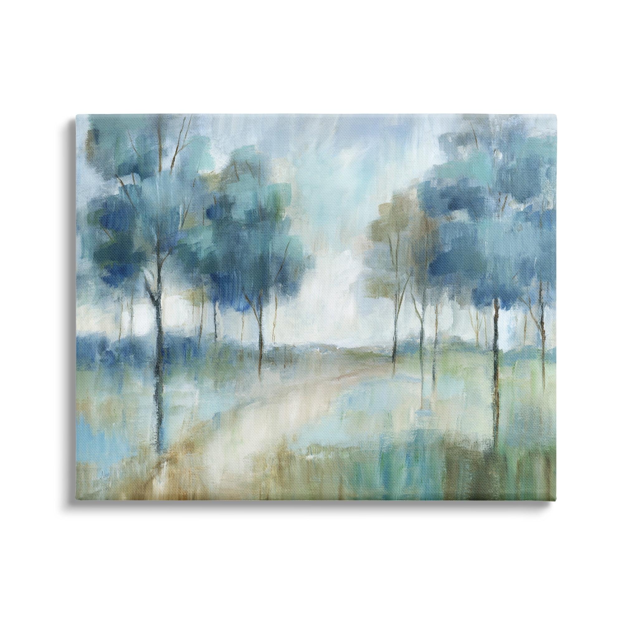 Au-683-Canvas " Abstract Blue Woodland Path Trees " by Nan Painting Print