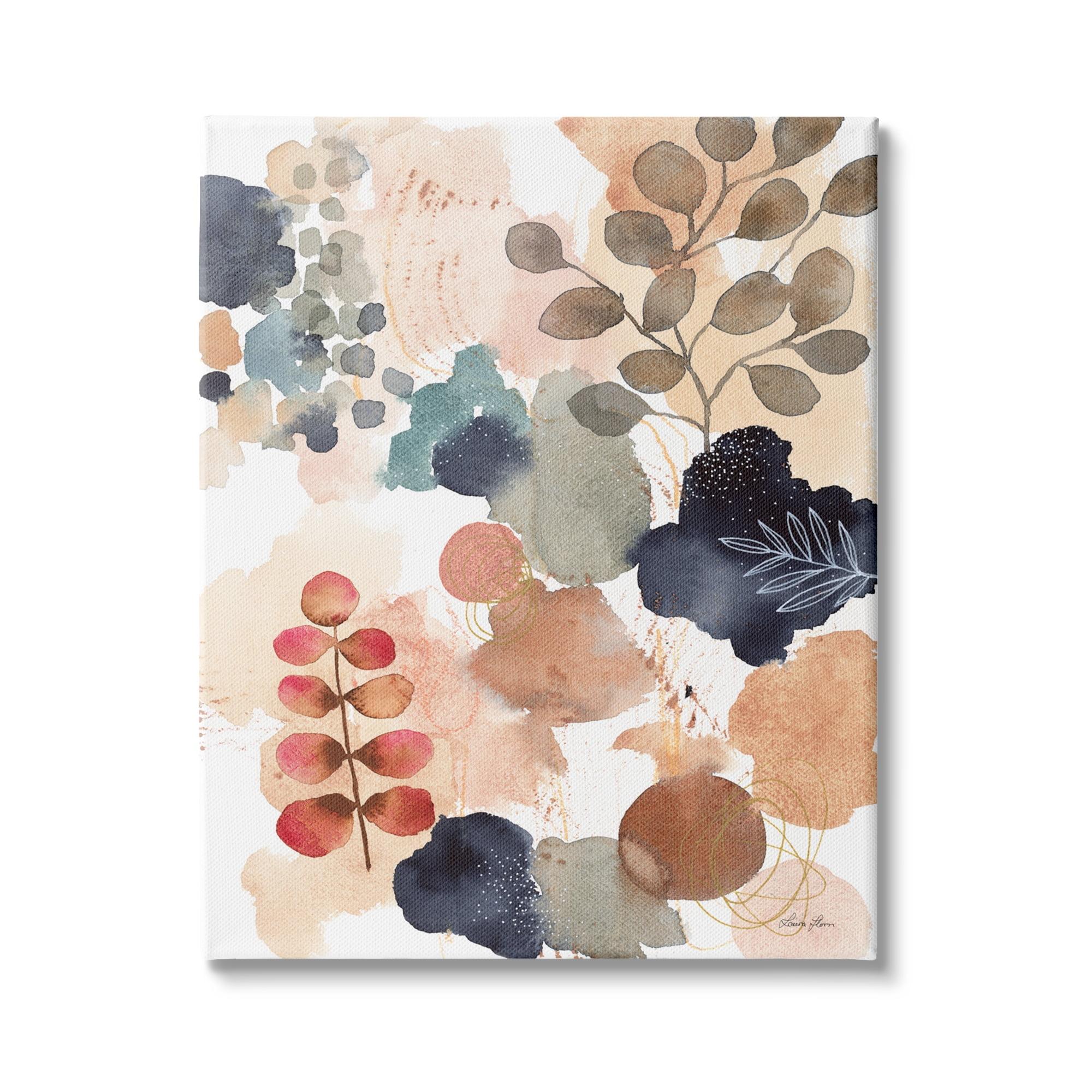 Large Abstract Botanical Collage Canvas Wall Art in Multicolor