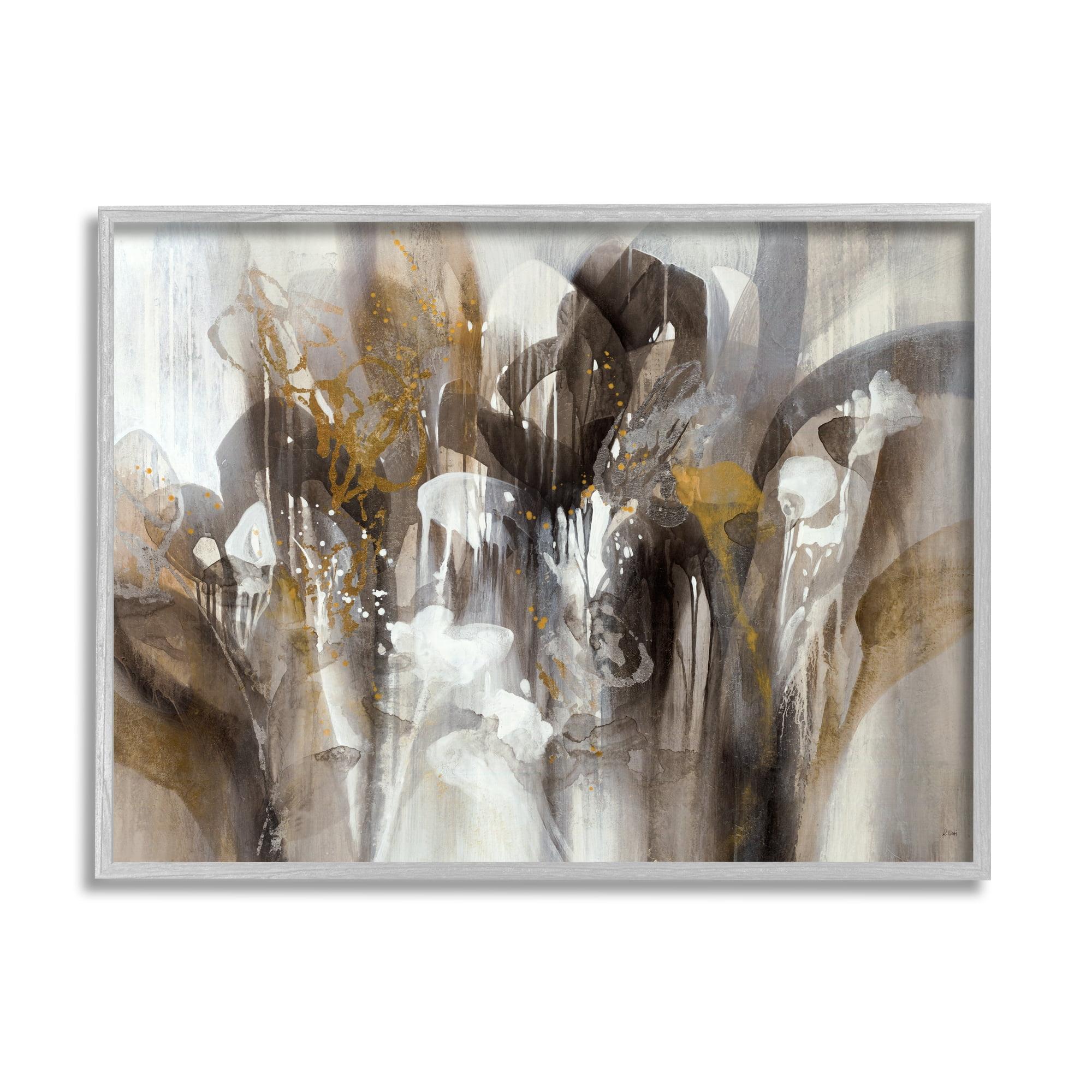 Abstract Cascading Shapes Modern Brown White Black Canvas Print