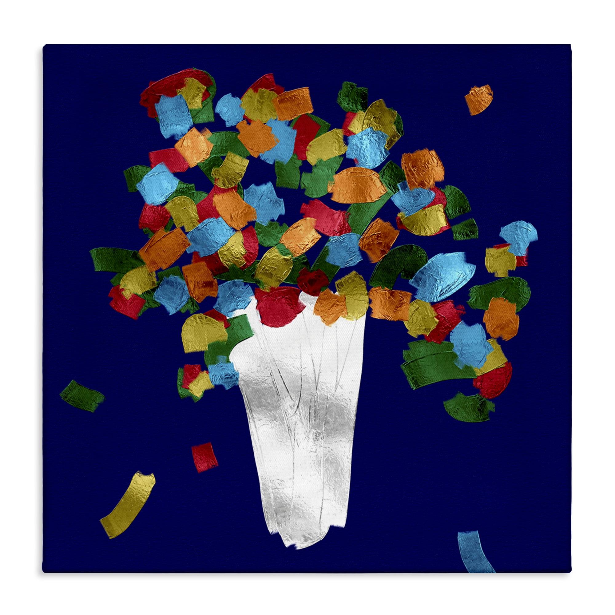 Stupell Industries Abstract Flower Vase Botanical & Floral Painting Gallery Wrapped Canvas Art Print Wall Art, 17 x 17