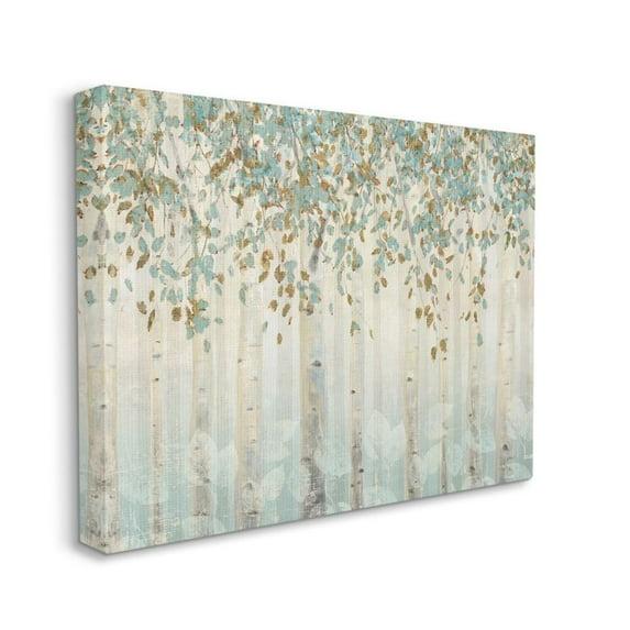 Stupell Industries Abstract Forest Leaves Trees Blue Tan Soft Painting Gallery Wrapped Canvas Wall Art, 16 x 20