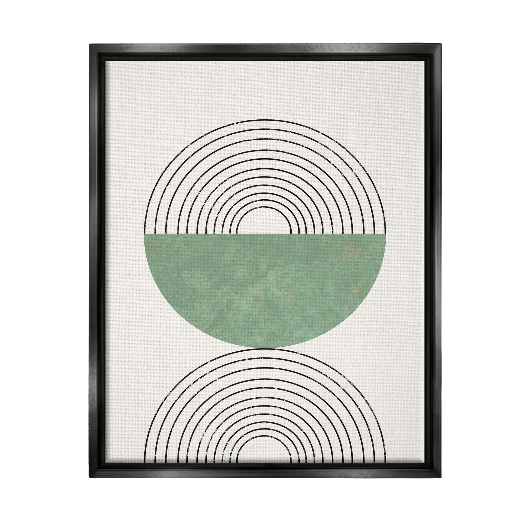Stupell Industries Abstract Geometric Circular Study Curved Art Deco Jet Black Framed Floating Canvas Wall Art, 16x20, by Daphne Polselli