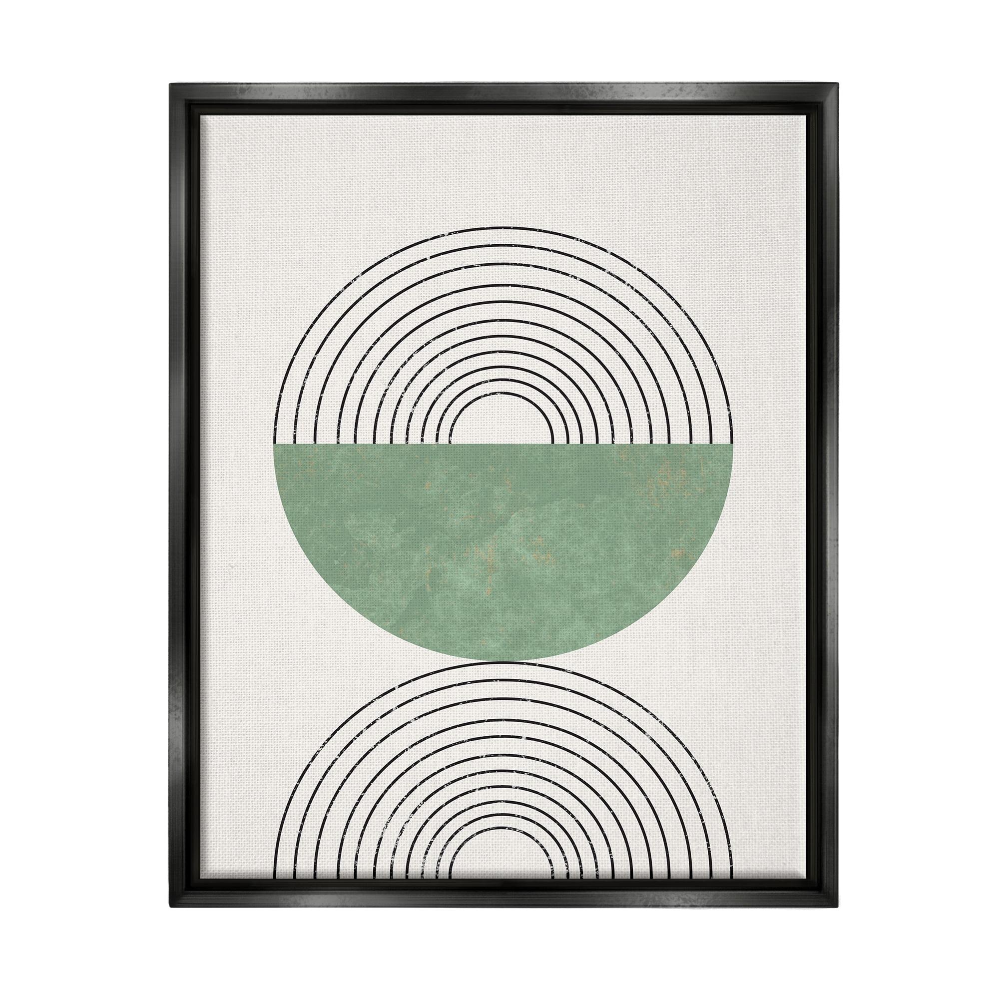 Stupell Industries Abstract Geometric Circular Study Curved Art Deco Jet Black Framed Floating Canvas Wall Art, 16x20, by Daphne Polselli