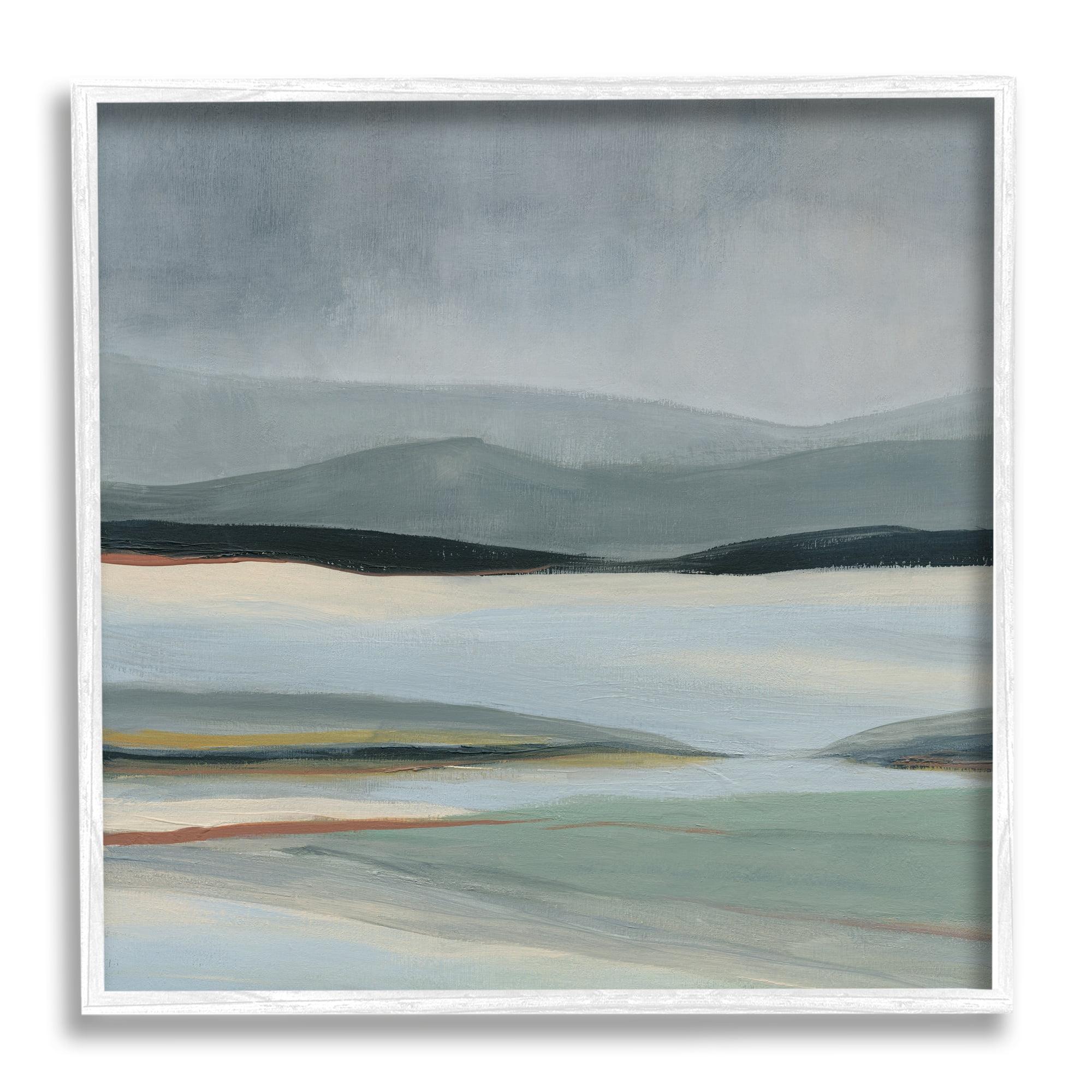 " Abstract Landscape Painting Distant Lakeside Mountains " by Carol Robinson Painting Print