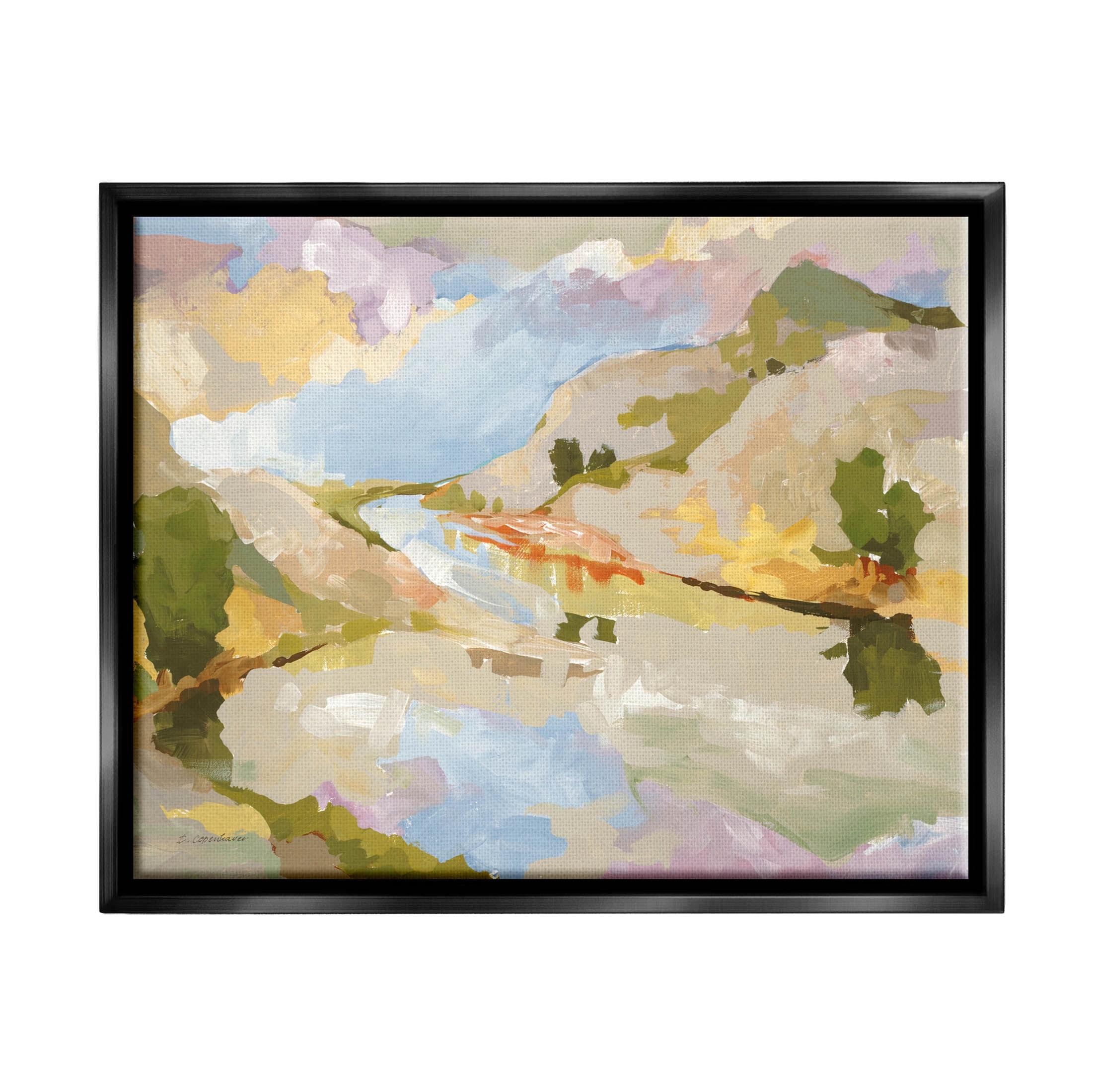 Abstract Mountain Reflection Canvas Print with Black Frame