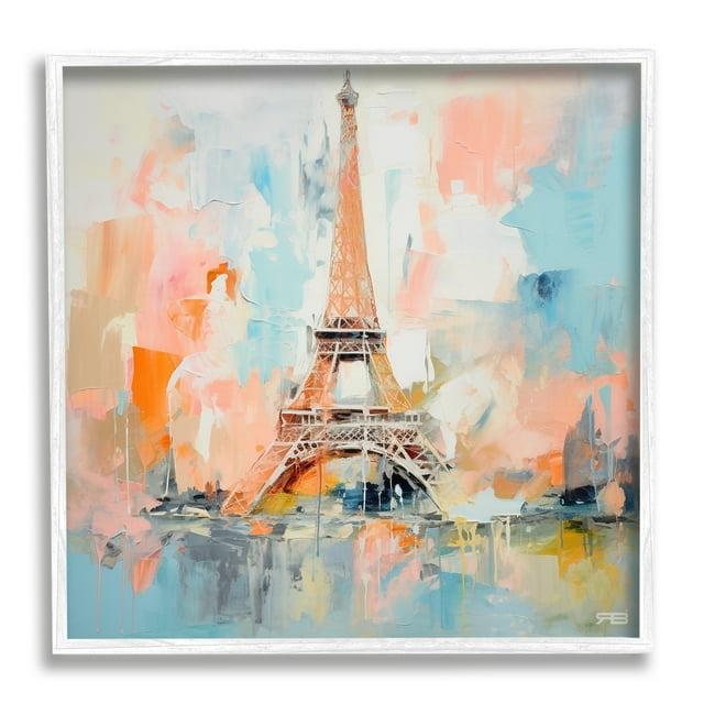 Stupell Industries bb-476-Framed Abstract Pink Eiffel Tower by RB Single Picture Frame Print on Canvas