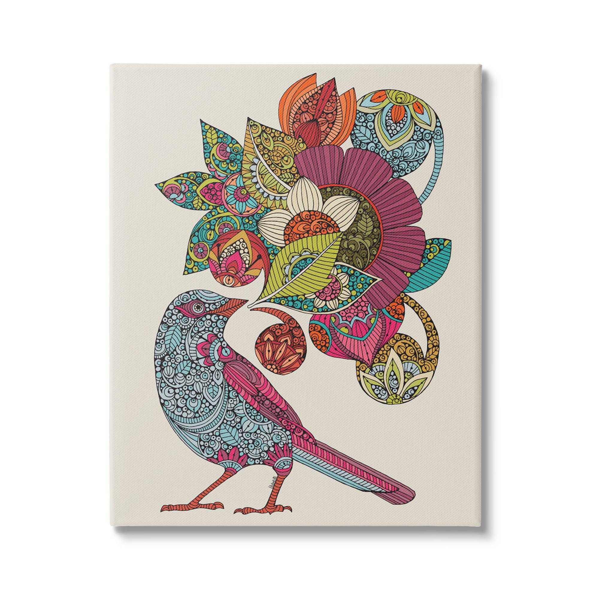 Stupell Industries " Abstract Song Bird Paisley Pattern Floral Mandala " by Valentina Harper