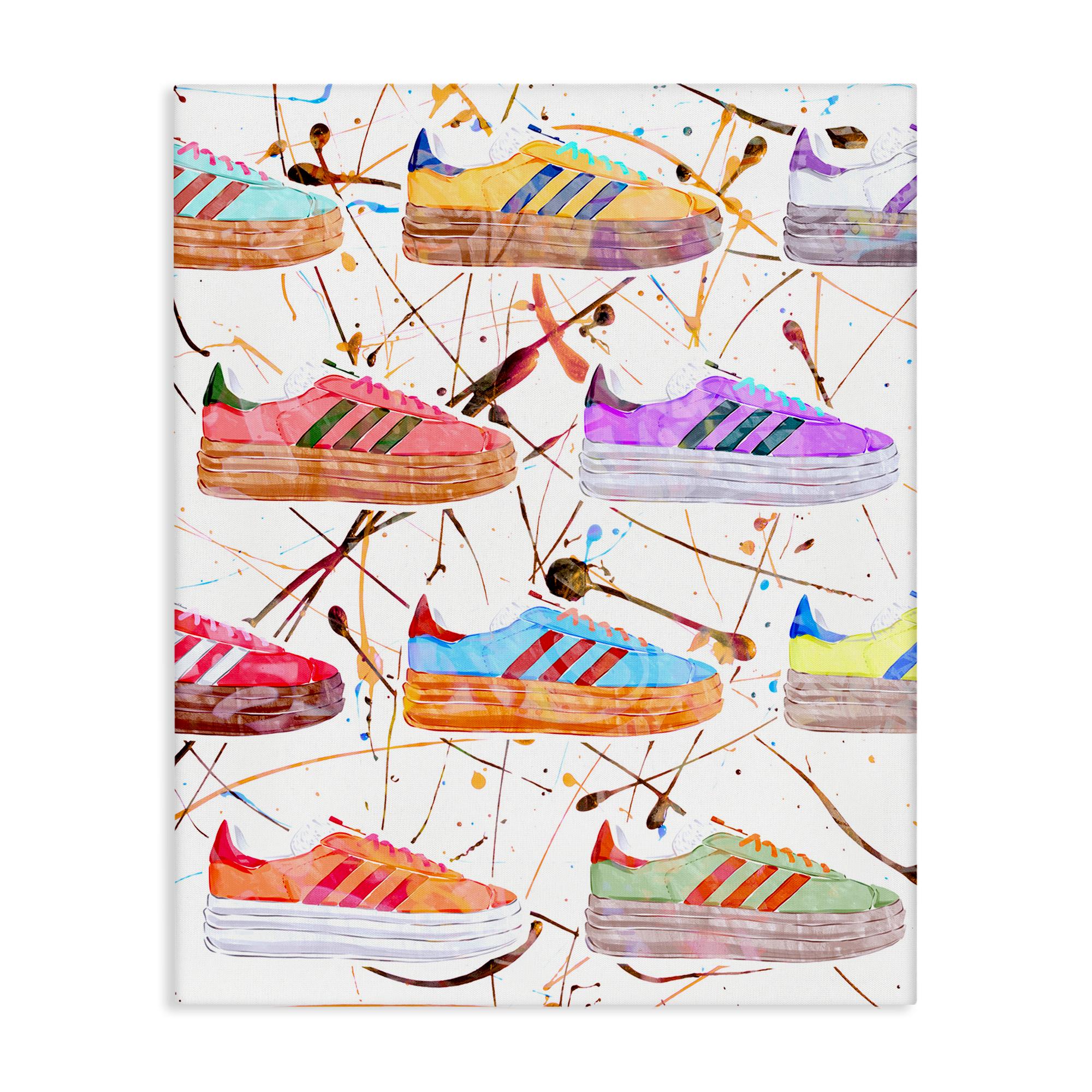 Stupell Industries Abstract Splatter Sneakers Beauty & Fashion Painting Gallery Wrapped Canvas Art Print Wall Art, 16 x 20