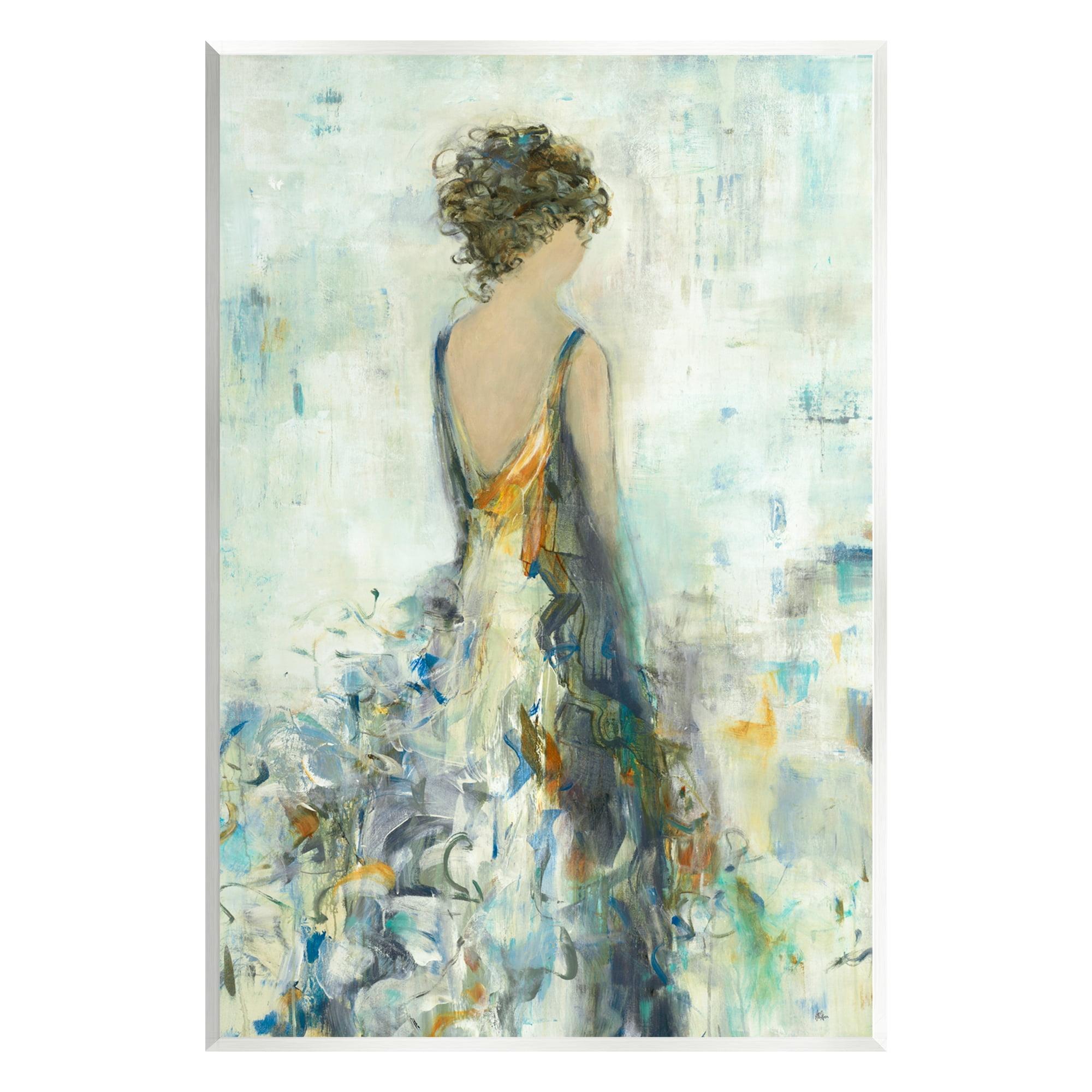 Abstract Woman in Floral Dress Wood Wall Art