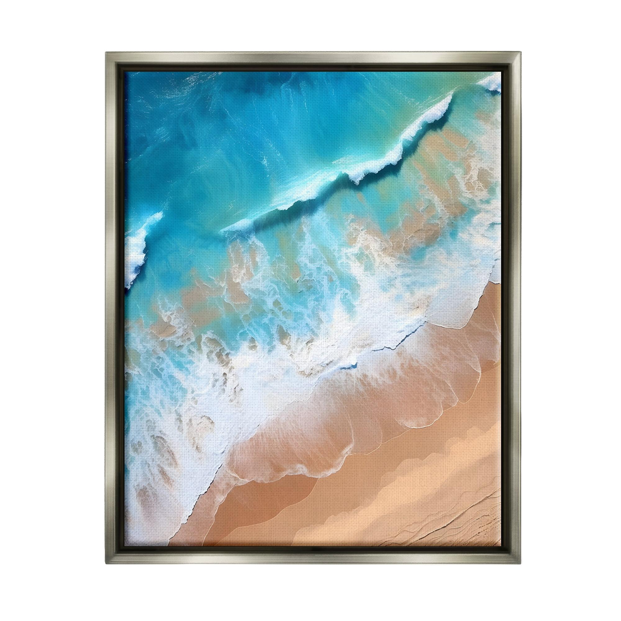 bb-396-Framed Aerial Abstract Sea Waves Floater Frame Print on Canvas