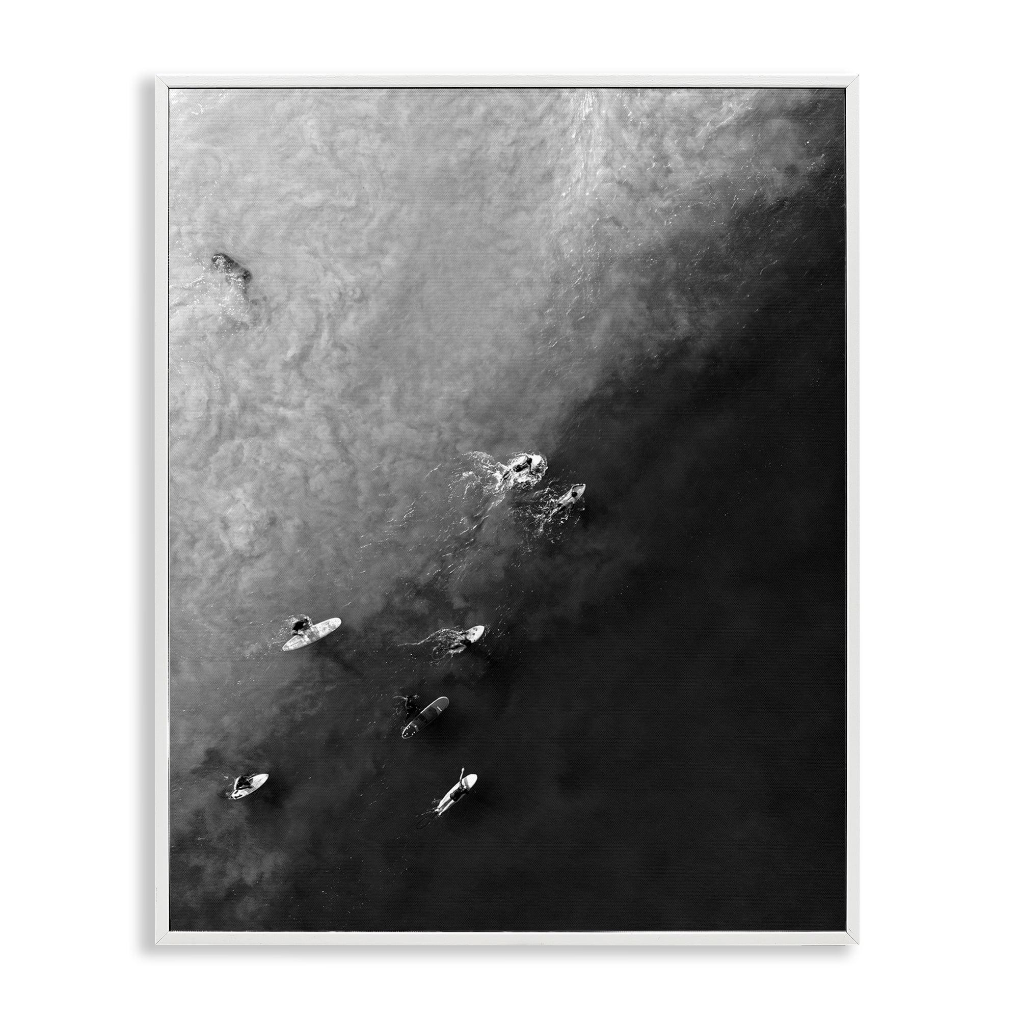 Stupell Industries Aerial Paddling Surfboards Sports Photography White Framed Art Print Wall Art, 16 x 20