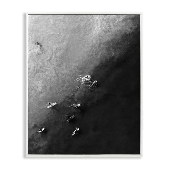 Stupell Industries Aerial Paddling Surfboards Sports Photography White Framed Art Print Wall Art, 16 x 20