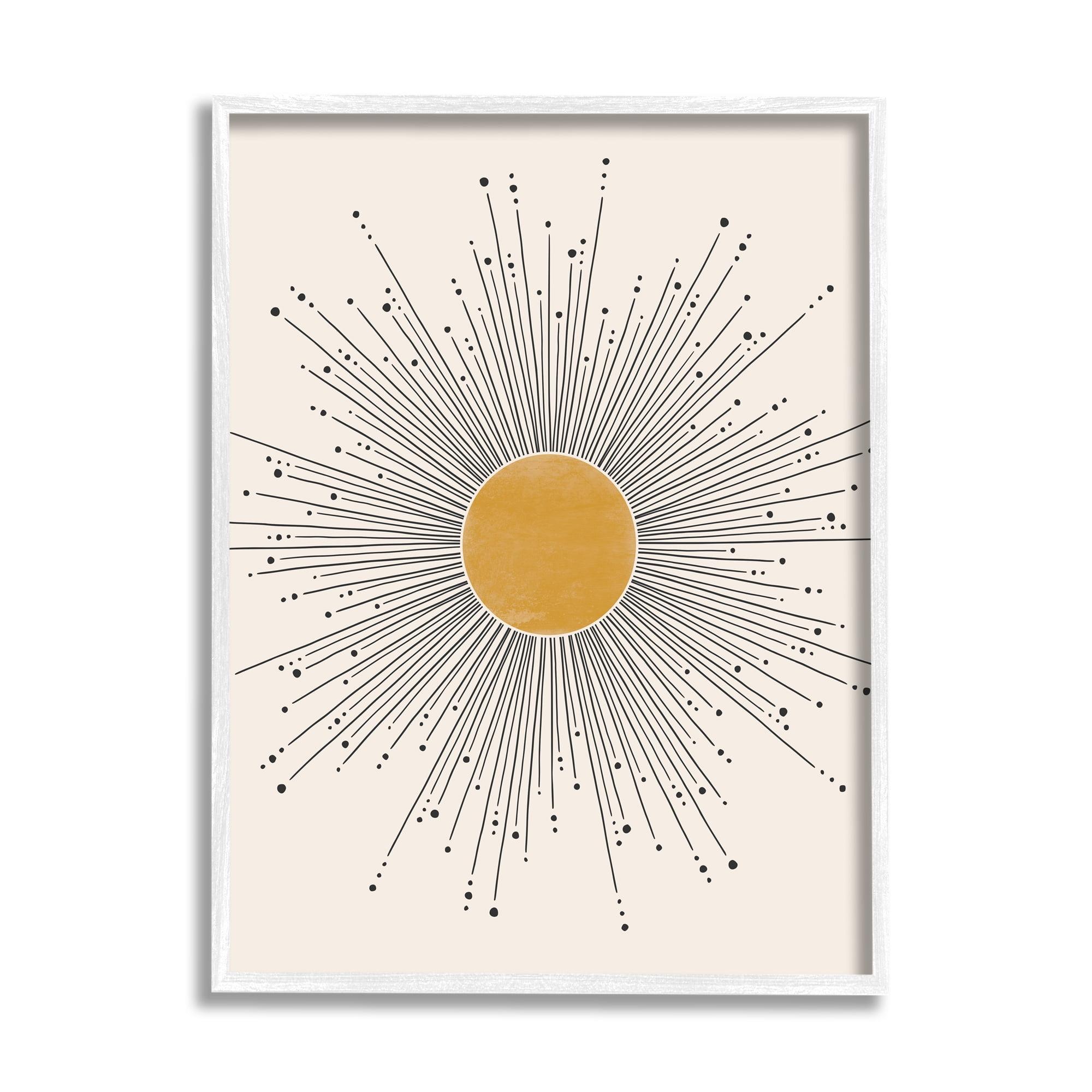 White Framed Geometric Sunburst Art Print, 16 x 20