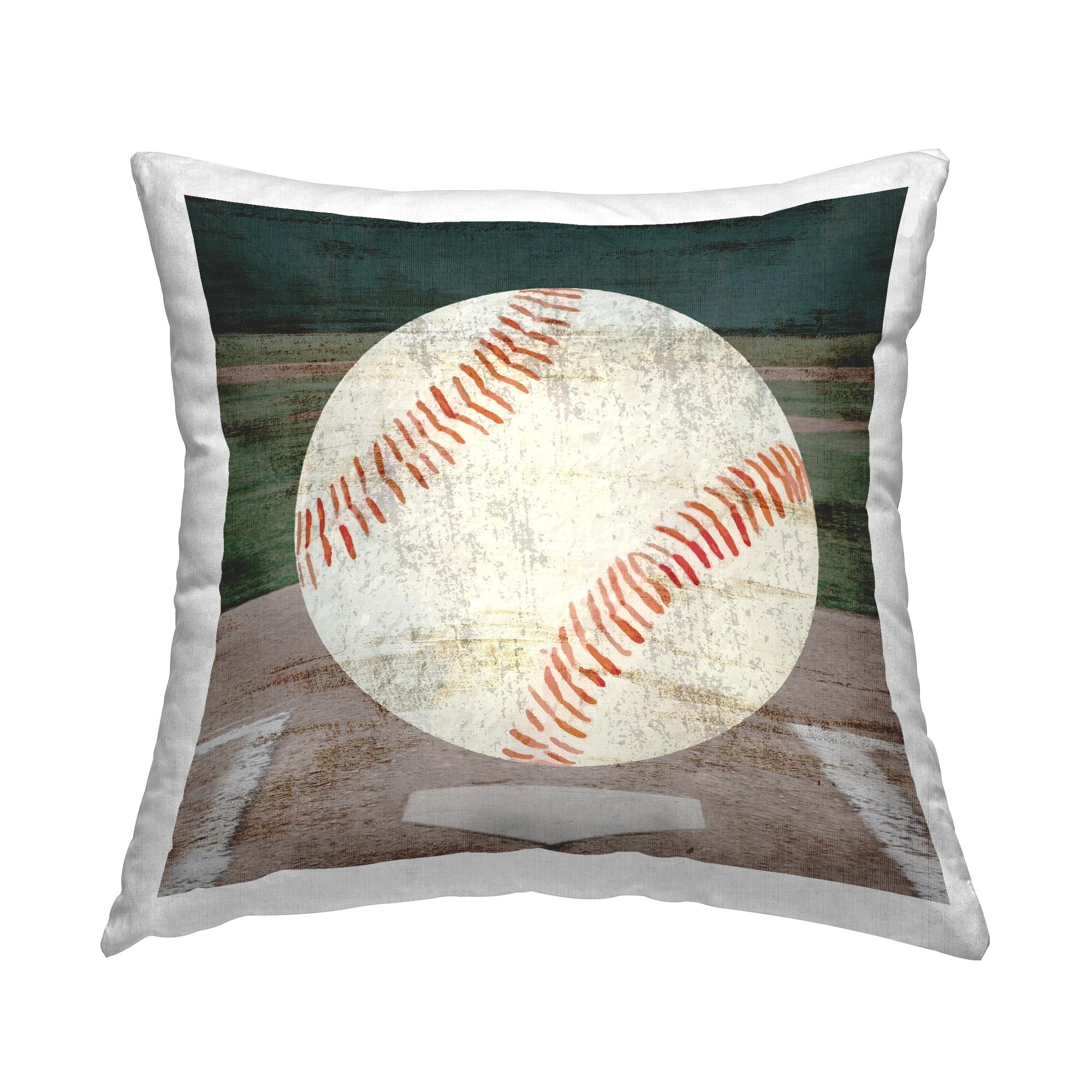 18" Square Baseball Print Decorative Throw Pillow