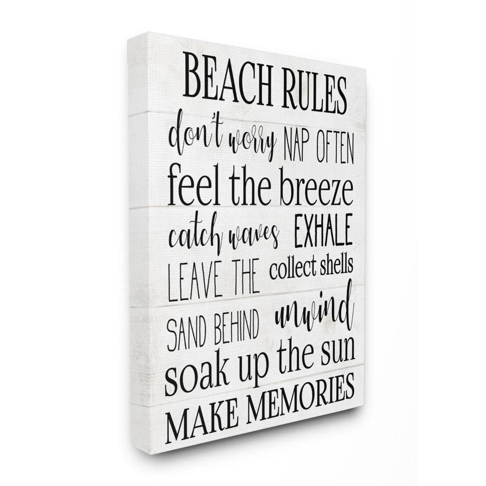 Stupell Industries Beach House Rules Relaxing Activities Black White List Canvas Wall Art Design by Daphne Polselli, 30" x 40"