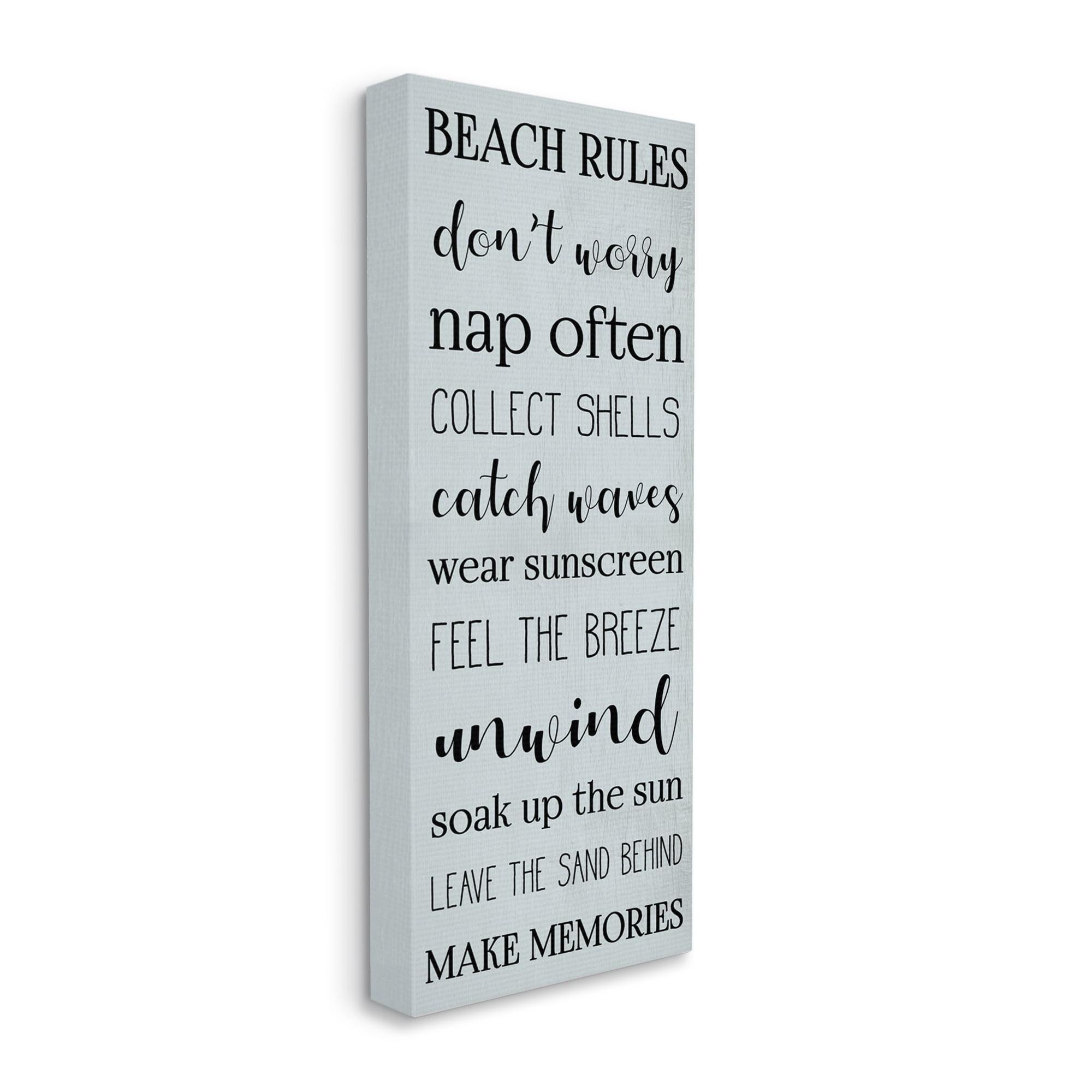 Stupell Industries " Beach Rules Sign Coastal Relaxation List Blue " by Daphne Polselli