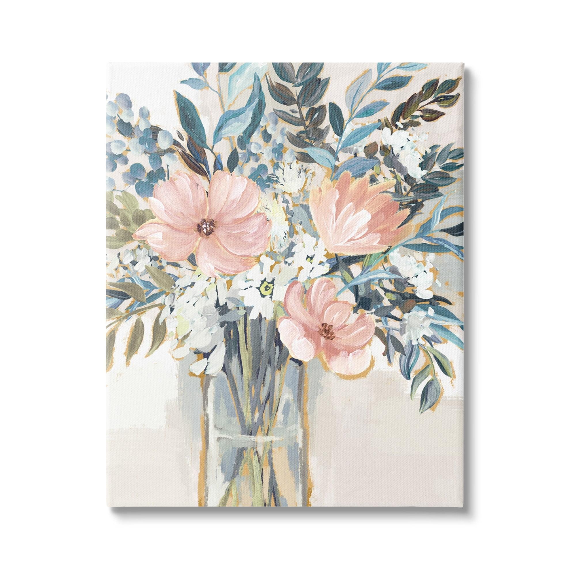 " Beautiful Blue Pink Flower Bouquet Painting Delicate Blossoms " by Nina Blue