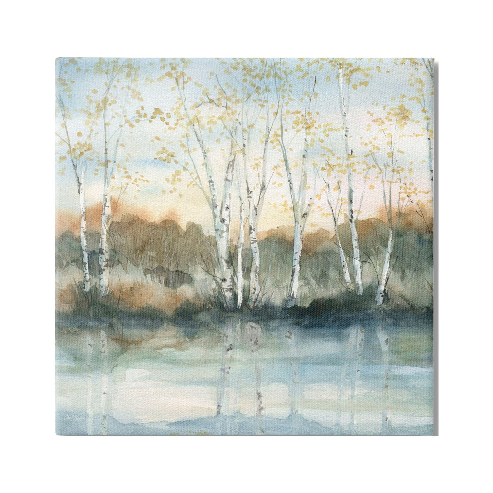 Birch Tree Reflections Landscape Canvas Wall Art, 24 x 24