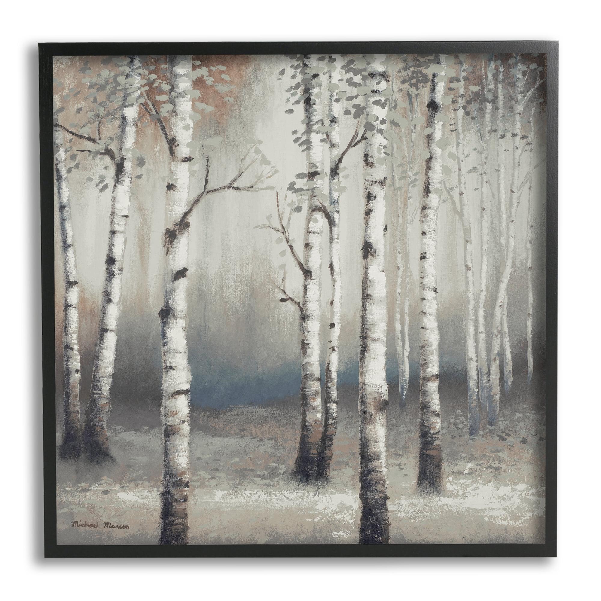 Birch Trees Misty Haze Gray Forest Canvas Print