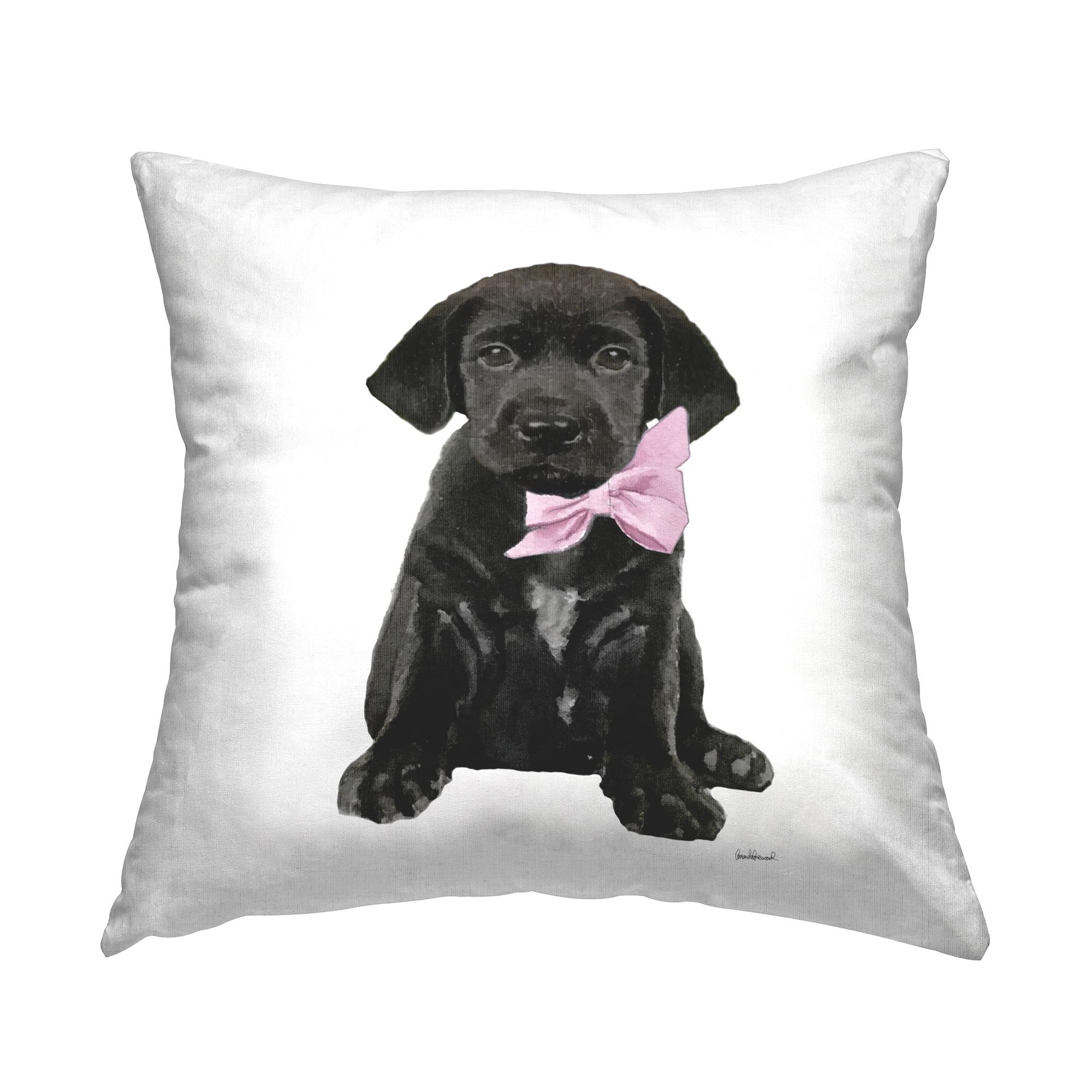 Stupell Industries Stupell Industries Black Puppy Pink Glam Bow Pet Portrait Printed Throw Pillow by Amanda Greenwood