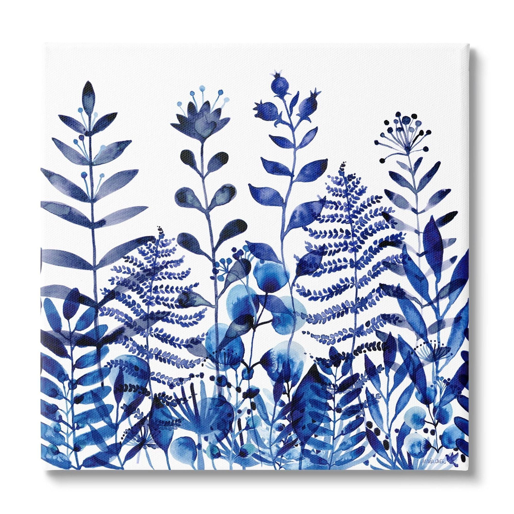 Stupell Industries Au-715-Canvas " Blue Fern Sprouts Nature Plants " by Maria Over Painting Print