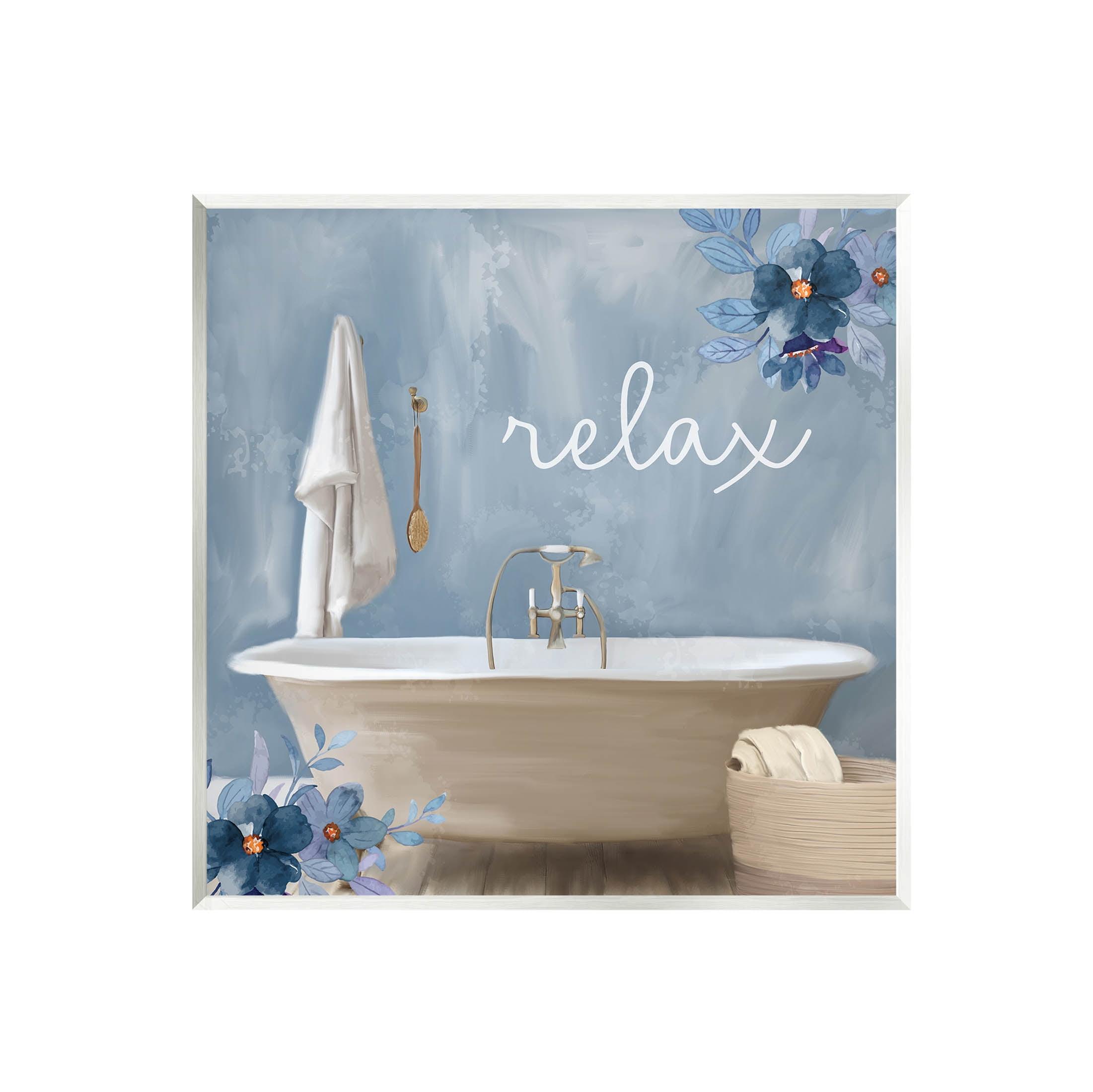 " Blue Floral Relax Bathroom Scene " by Kim Allen