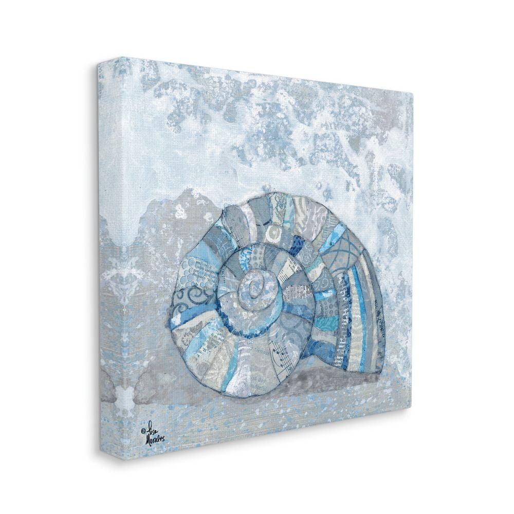 Blue Nautilus Shell Abstract Canvas Wall Art 30 x 30