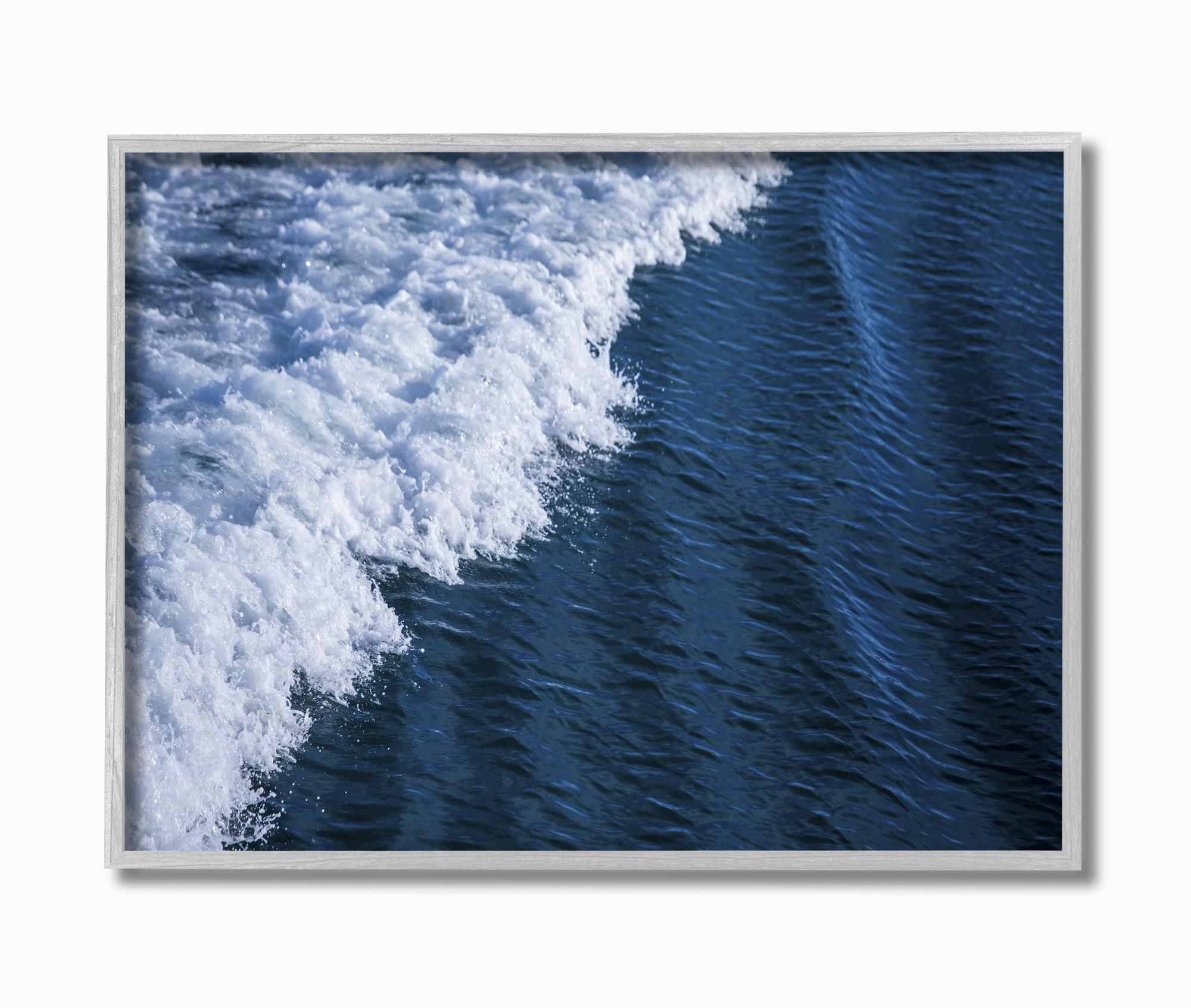 Blue Ocean Wave Crash Framed Canvas Wall Art