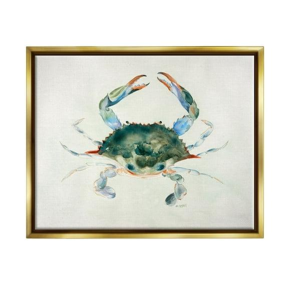 Stupell Industries " Blue Sea Crab Over Beige Soft Watercolors " by Melissa Hyatt LLC Painting Print