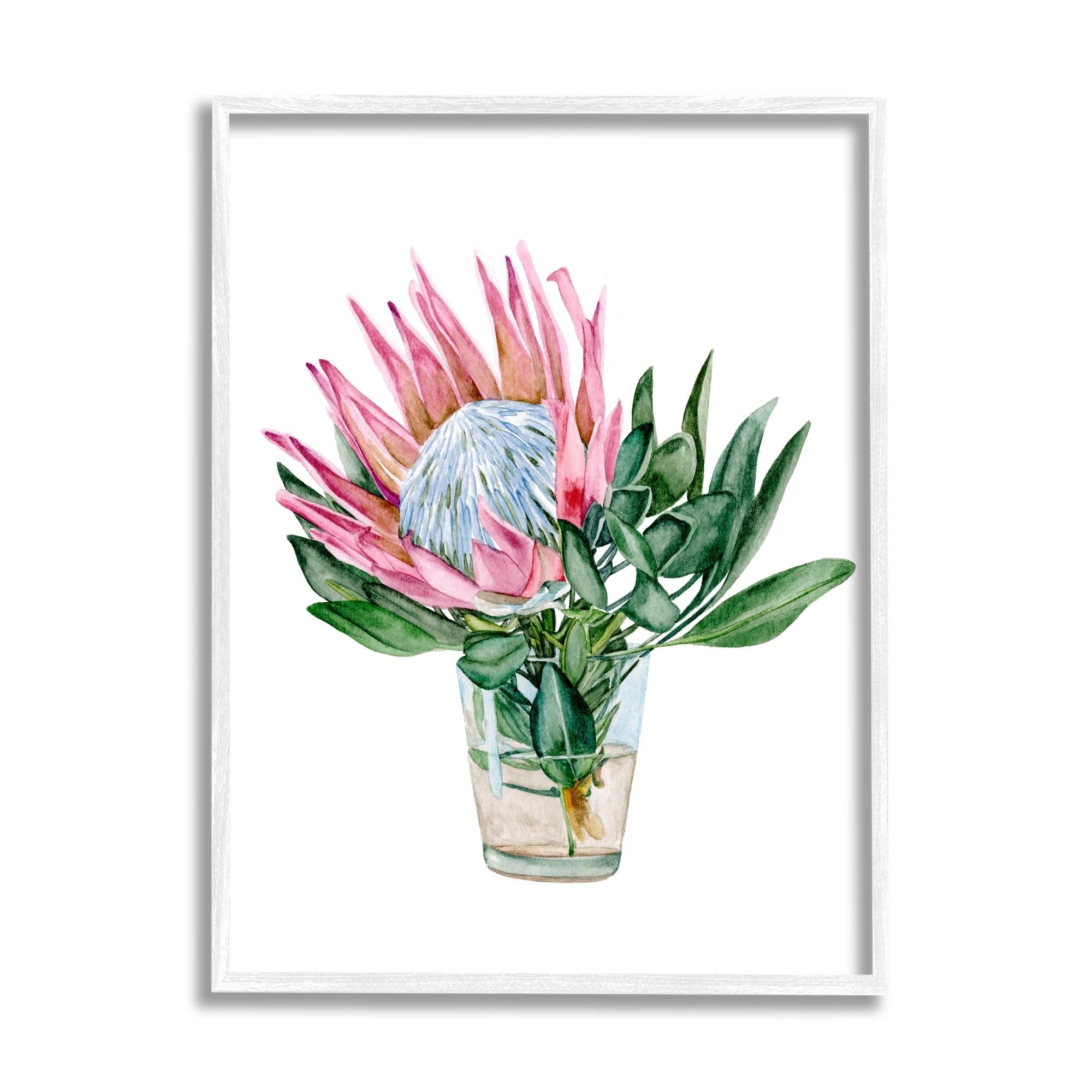 Stupell Industries Blushing Protea Flower Glass Watercolor Flower Still Life, 11 x 14, Design by Melissa Wang