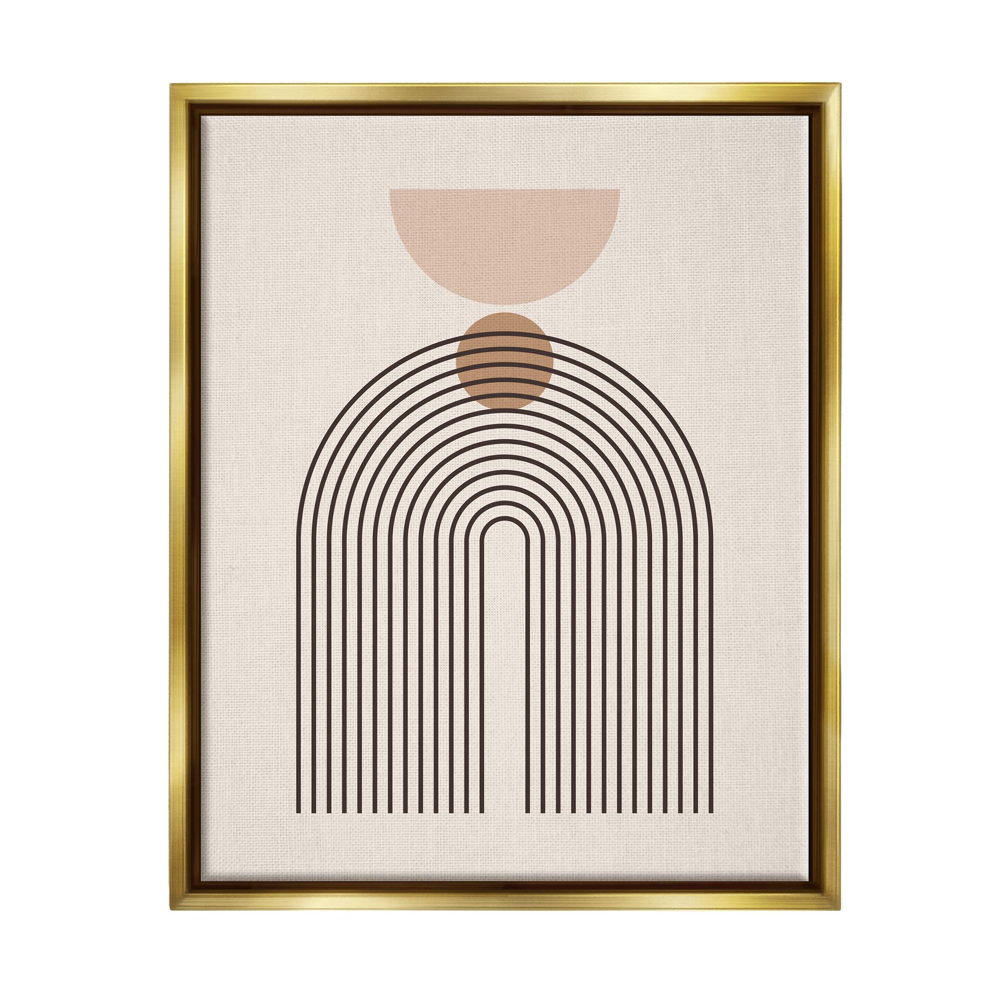 Stupell Industries Boho Cream Shapes Abstract Painting Gold Floater Framed Art Print Wall Art, 17 x 21