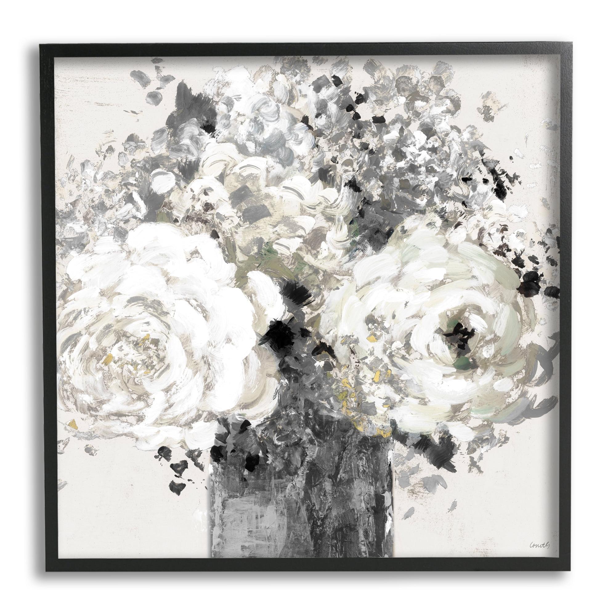 Bold Abstract Floral Arrangement Black Frame Wall Art