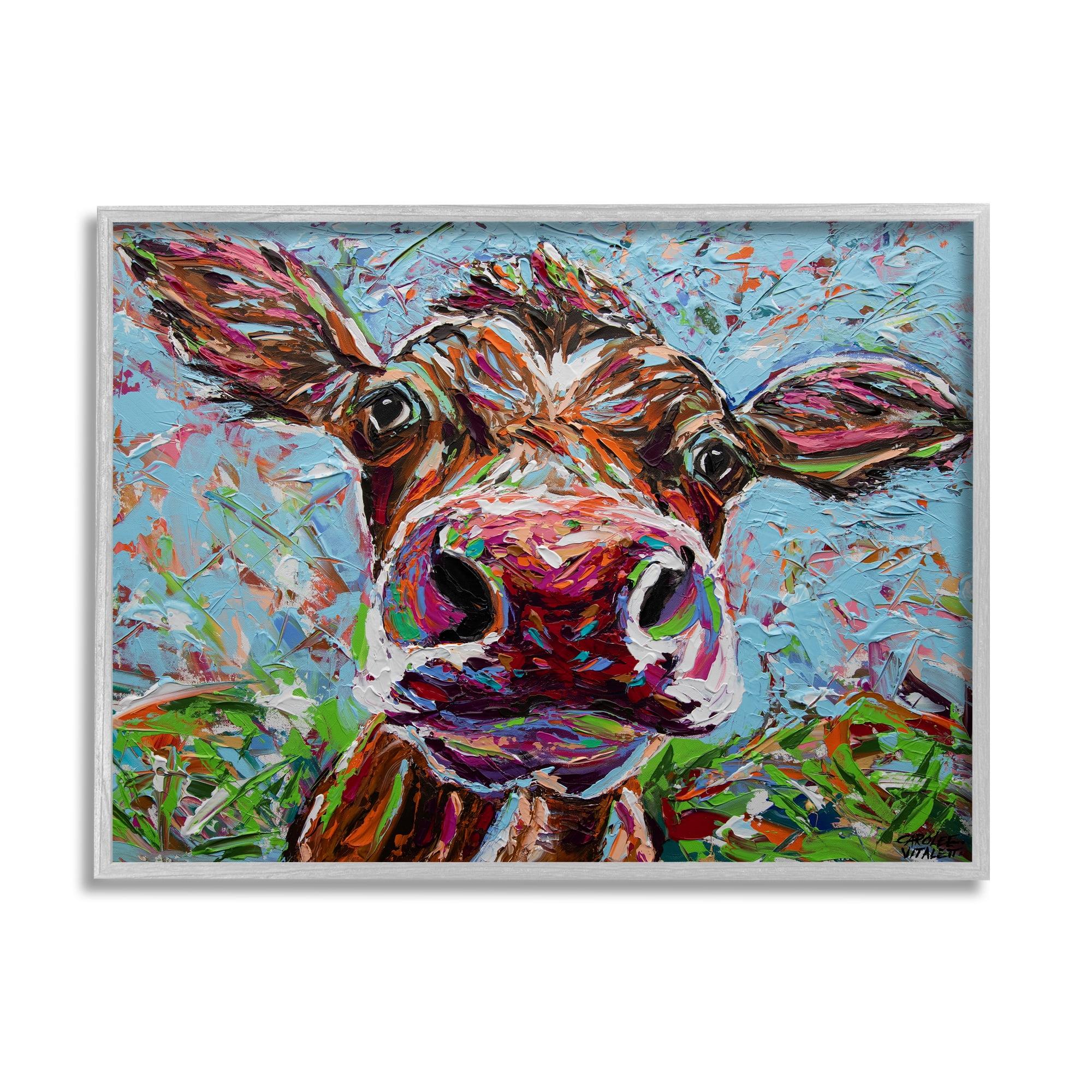 " Bold Cattle Cow Kaleidoscopic Layered Farm Painting " by Carolee Vitaletti Painting Print