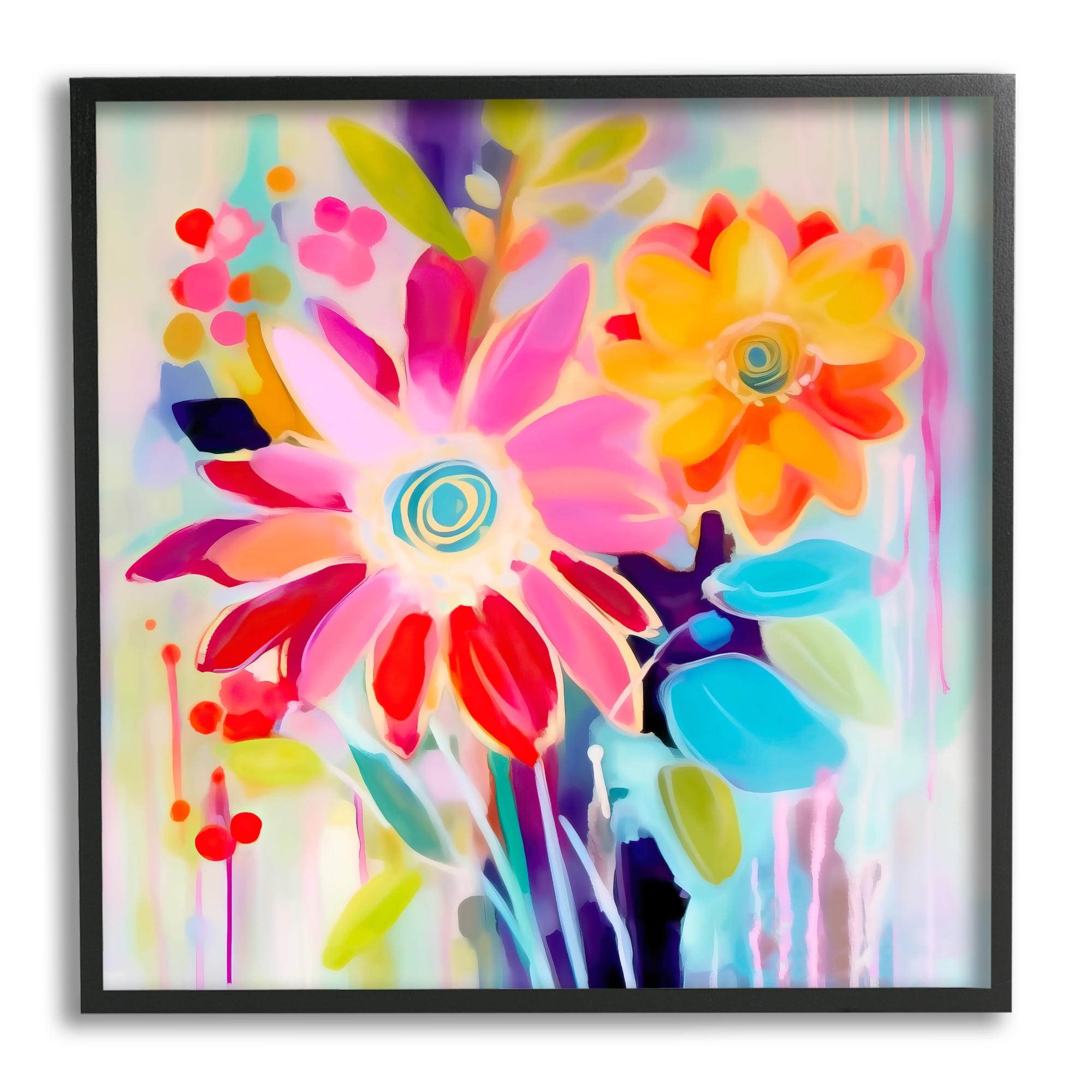 Bold Modern Florals Abstract Framed Art Print, 12 x 12