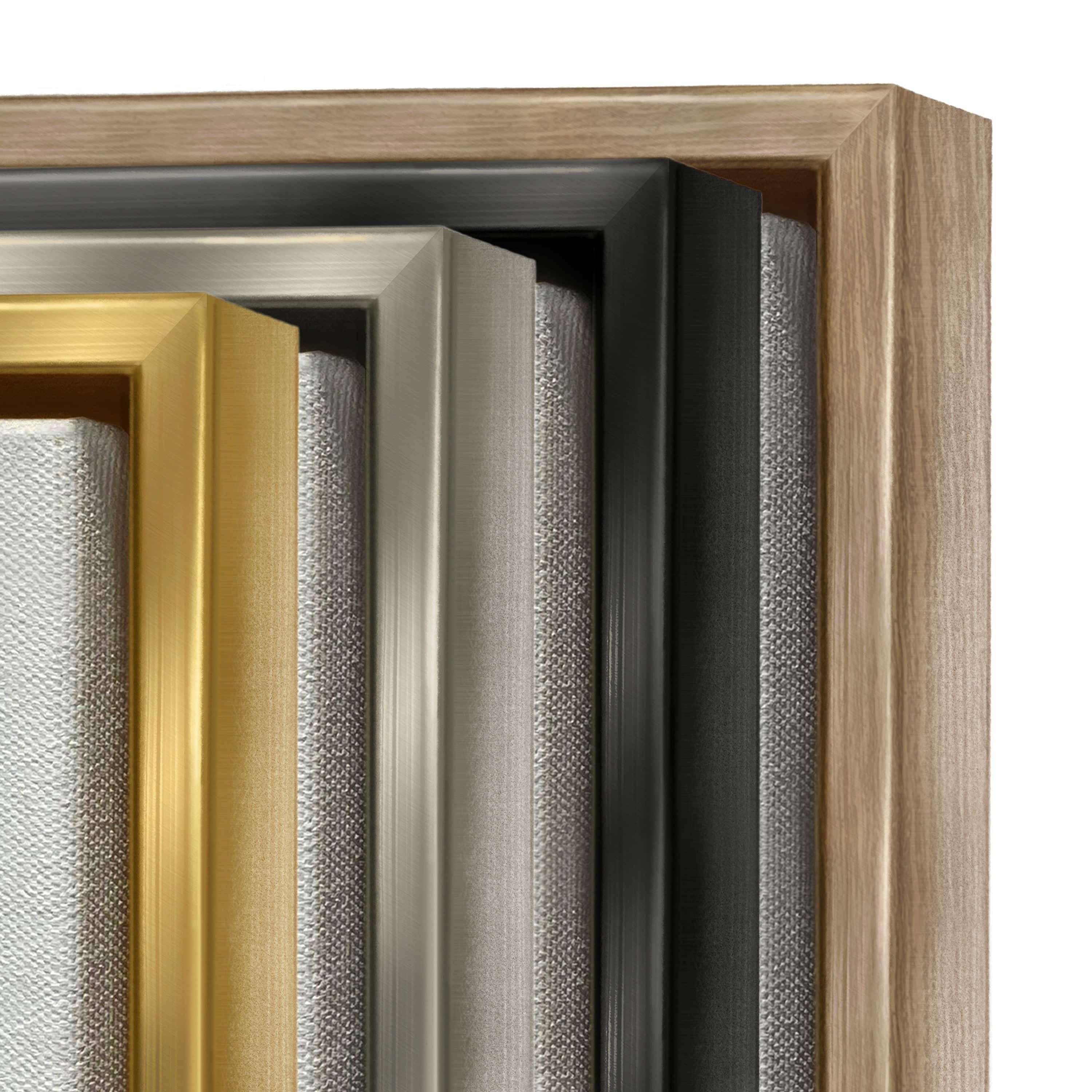 Stupell Industries Bottles And Plants Farm Wood Textured Design Metallic Gold Framed Floating Canvas Wall Art, 16x20, by Anne Tavoletti