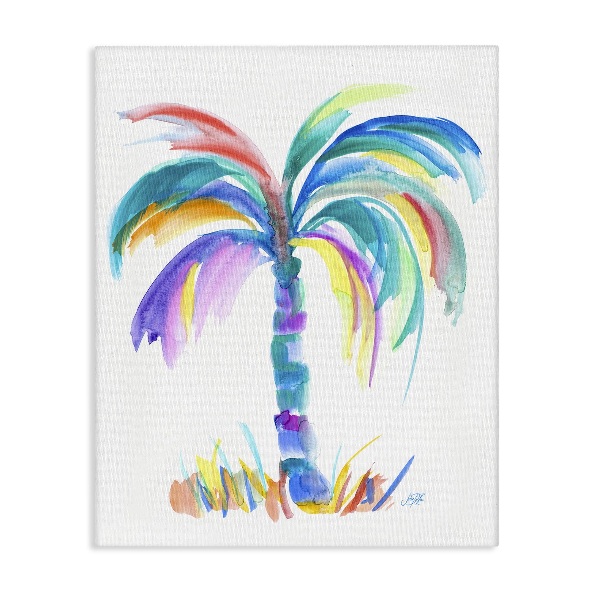 Stupell Industries Brushed Palm Tree Botanical & Floral Painting Gallery Wrapped Canvas Art Print Wall Art, 24 x 30