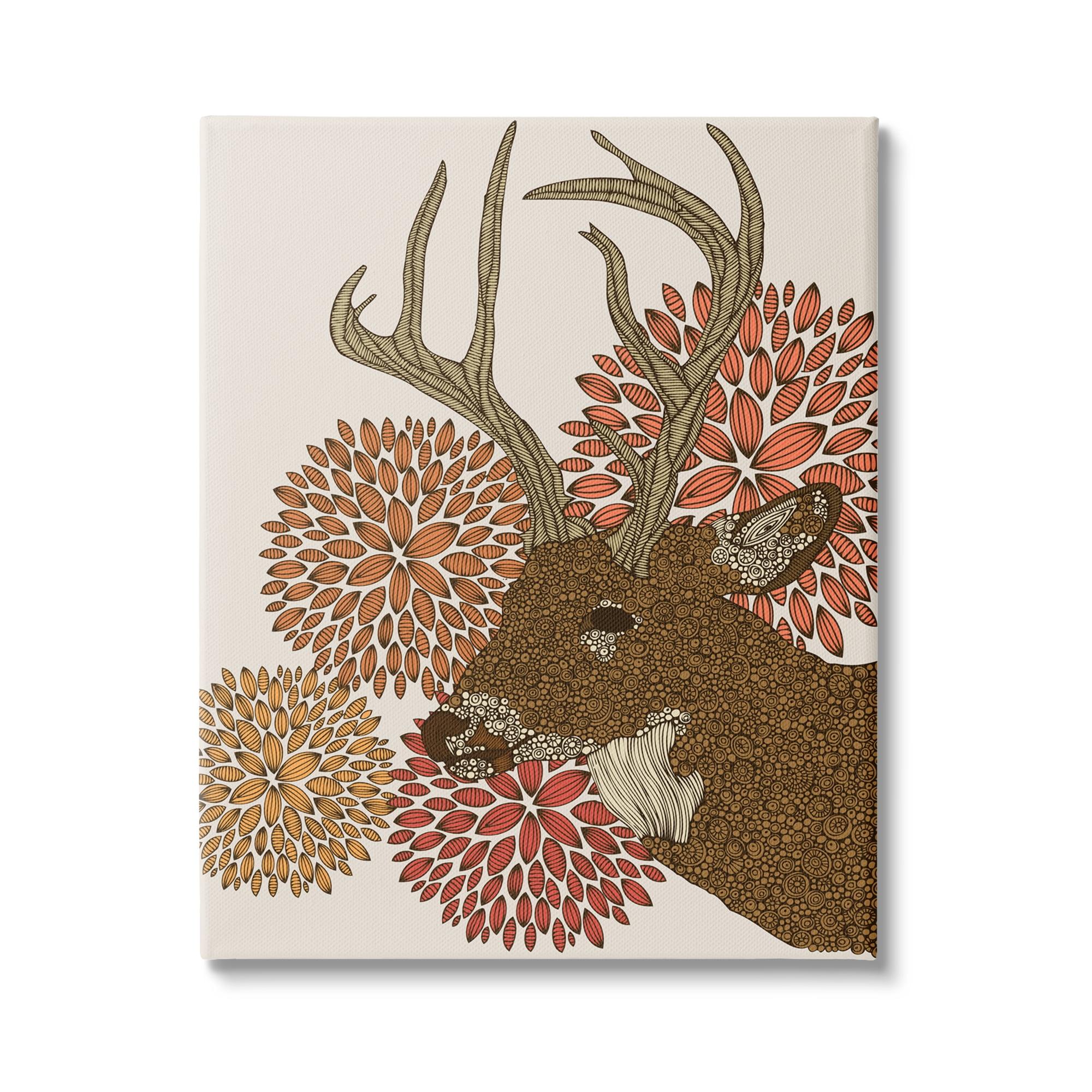 Stupell Industries " Buck Deer Abstract Wildlife Botanical Intricate Patterns " by Valentina Harper
