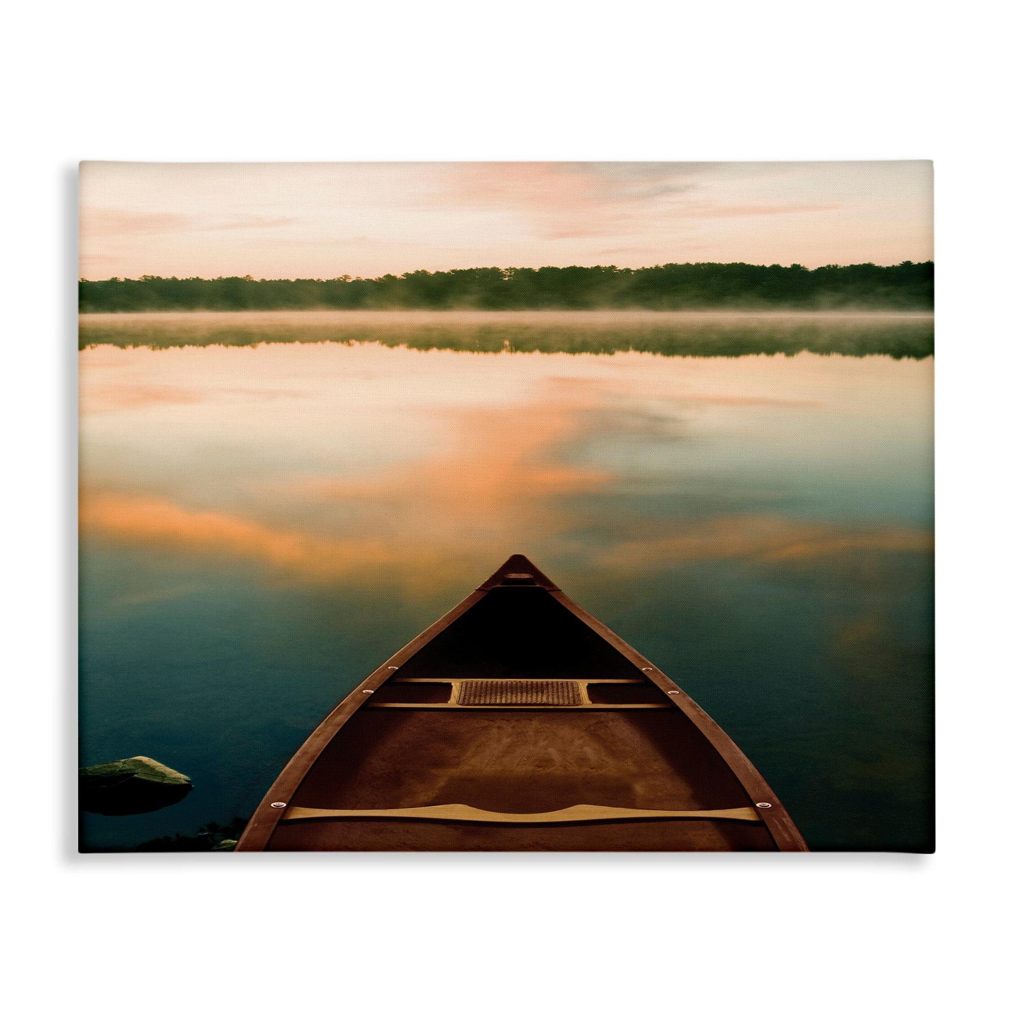 Stupell Industries Canoe on Lake Warm Sunrise Water Reflection