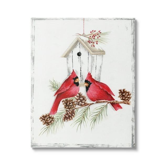 Stupell Industries Cardinals & Snowy Birdhouse Animals & Insects Painting Gallery Wrapped Canvas Art Print Wall Art, 30 x 40