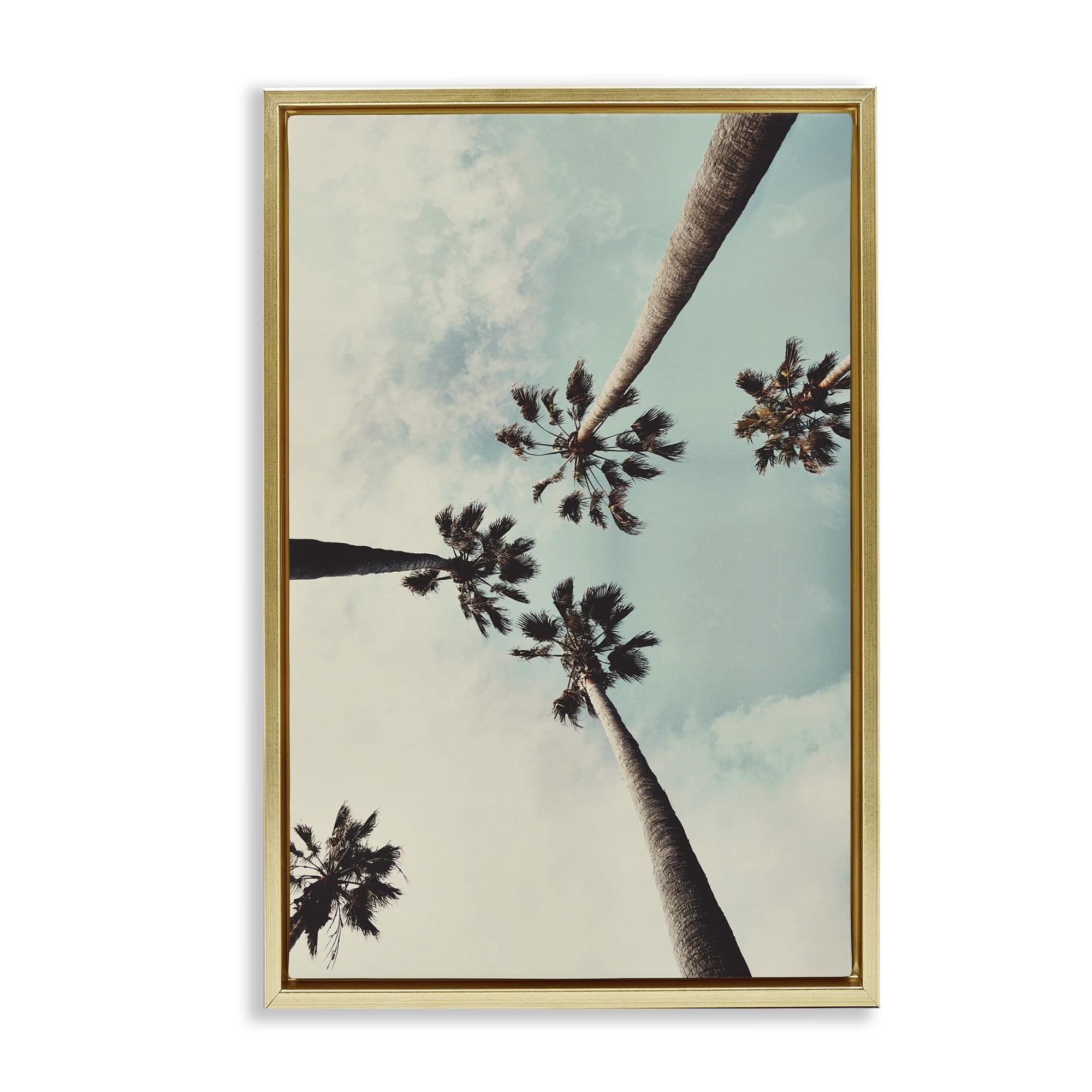 Stupell Industries Centric Tropical Palms Botanical & Floral Photography Gold Floater Framed Canvas Art Print Wall Art, 17 x 25