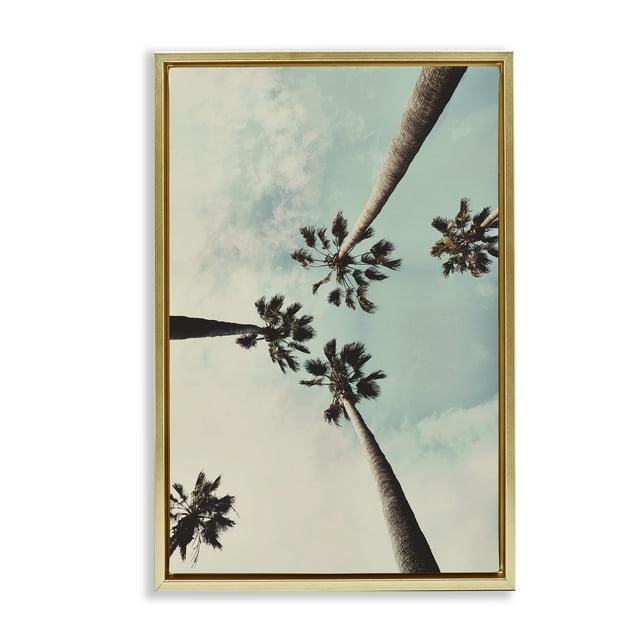 Stupell Industries Centric Tropical Palms Botanical & Floral Photography Gold Floater Framed Canvas Art Print Wall Art, 17 x 25