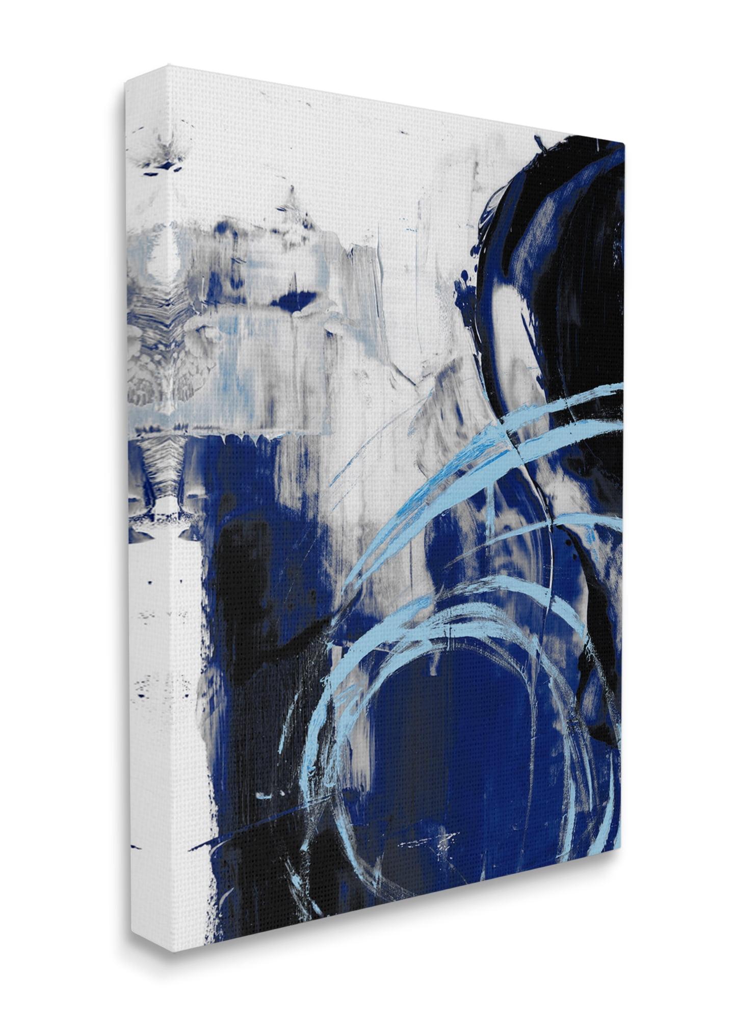 Chaotic Blue and White Abstract Canvas Wall Art, 30 x 40