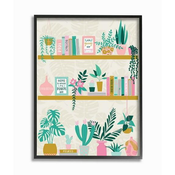 Stupell Industries " Chic Cottage Bookshelf With Tropical Plant Greenery " by Angela Nickeas
