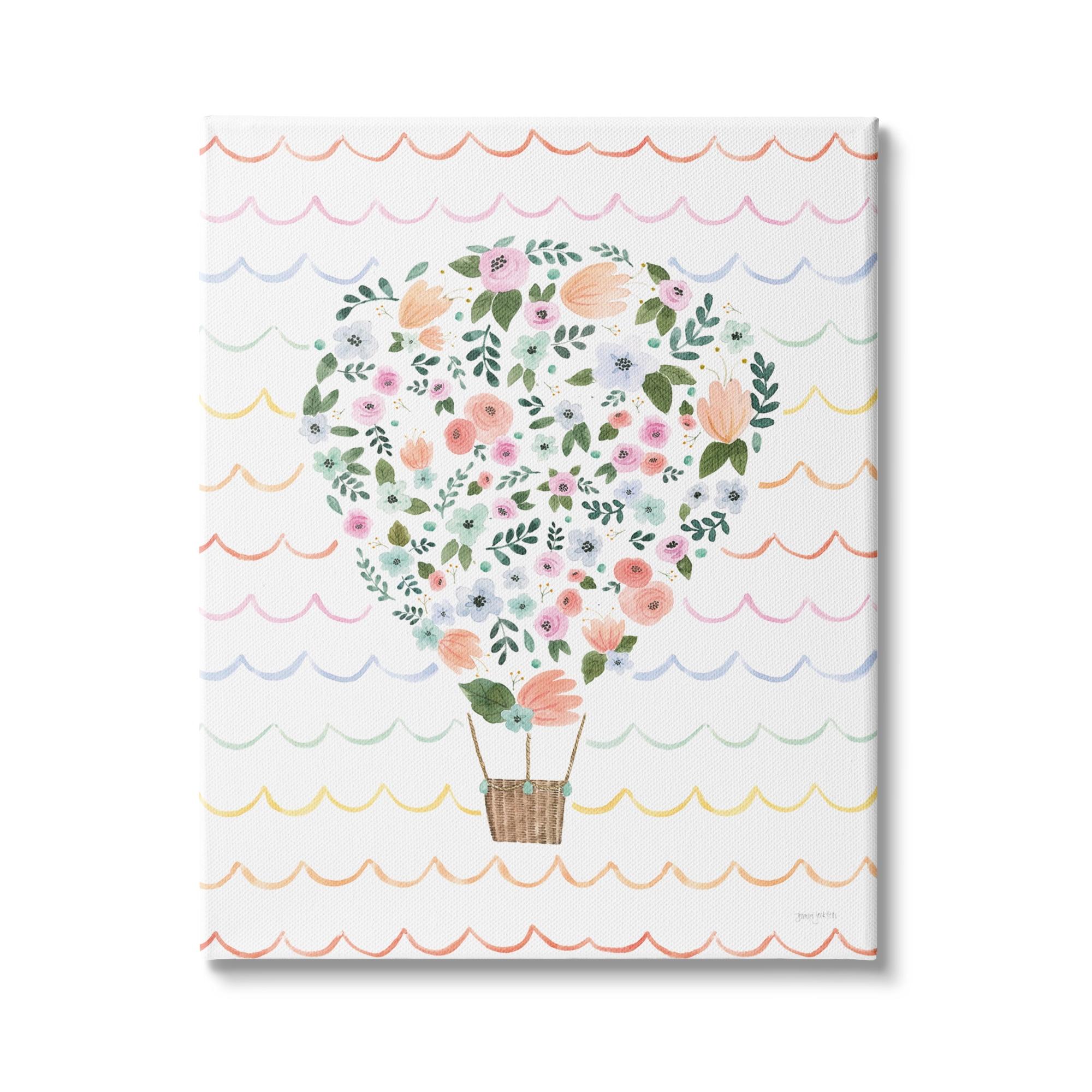 Children's Floral Hot Air Balloon Canvas Wall Art