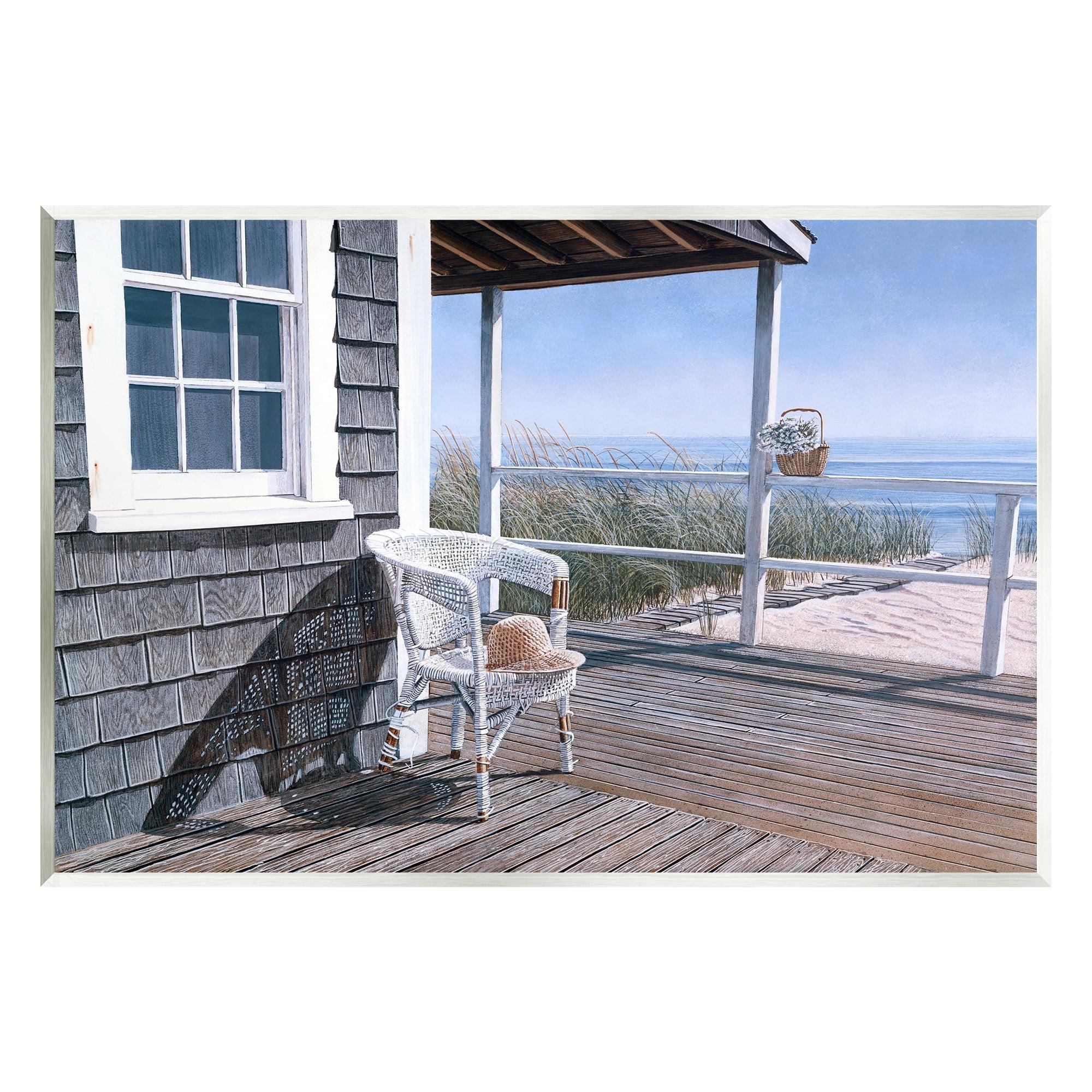 Stupell Industries " Coastal Cottage Porch Chair Seaside Boardwalk Scenery " by Tom Mielko